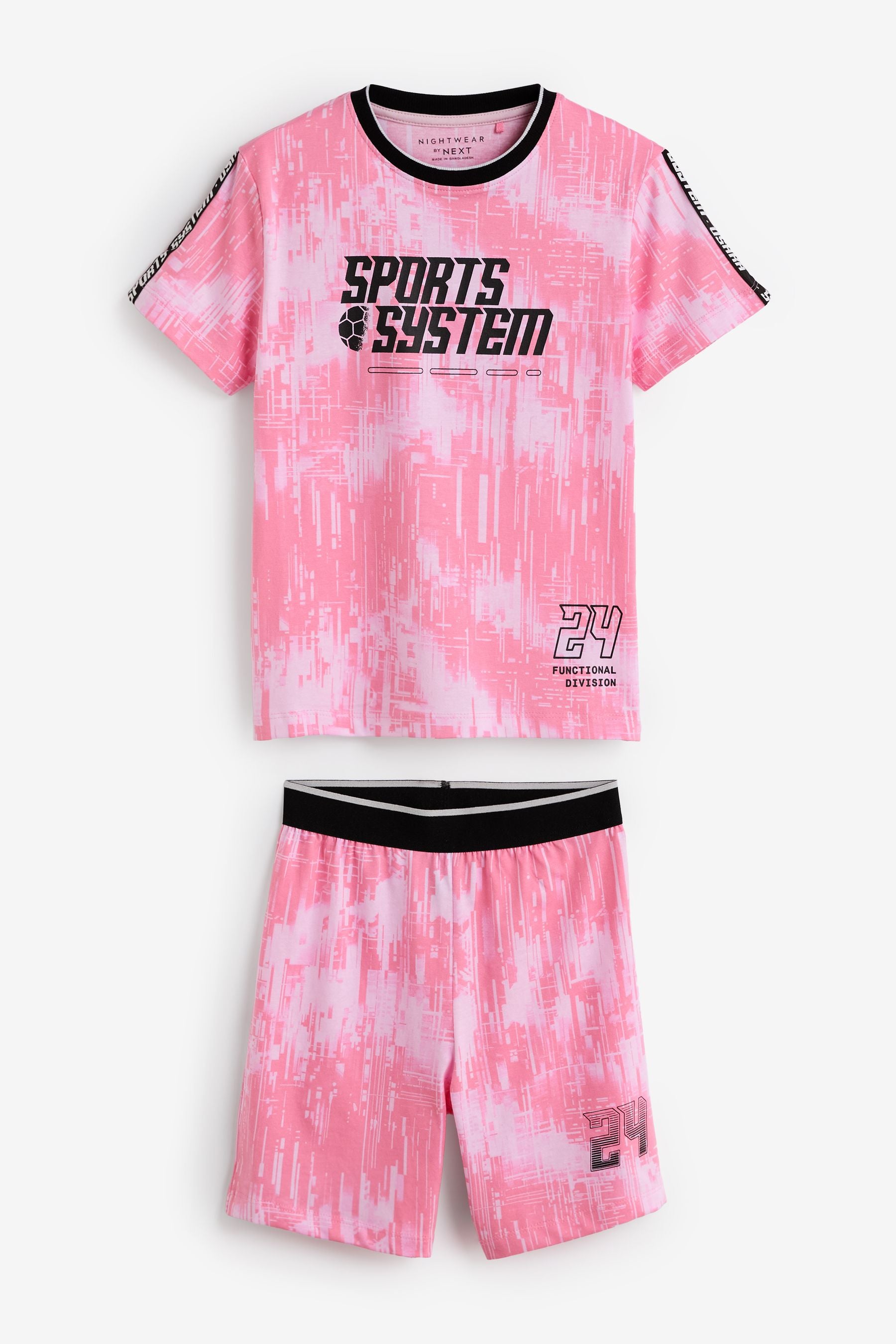 Pink Football Single Short 100% Cotton Pyjamas (4-16yrs)