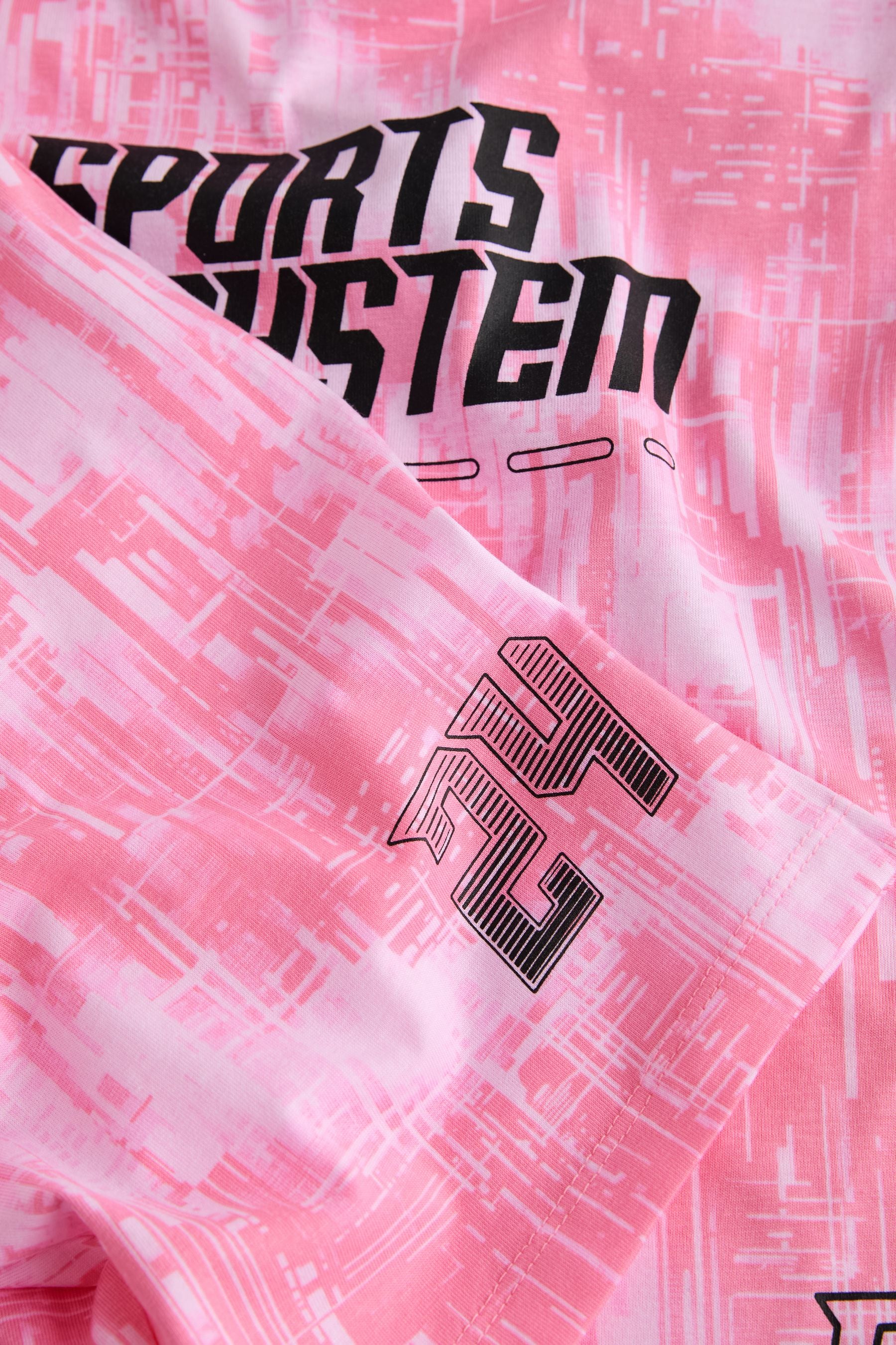 Pink Football Single Short Pyjamas (4-16yrs)