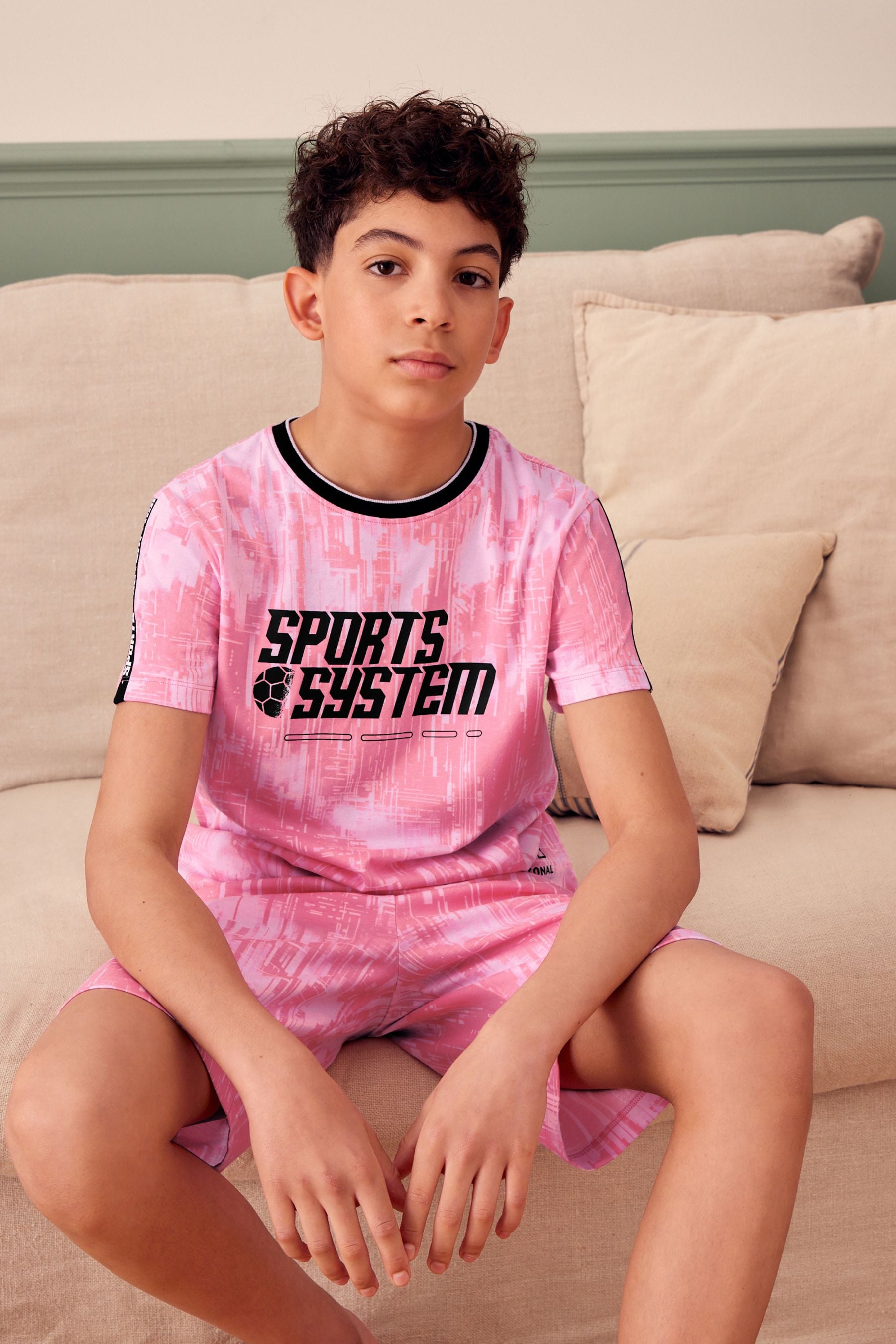 Pink Football Single Short 100% Cotton Pyjamas (4-16yrs)