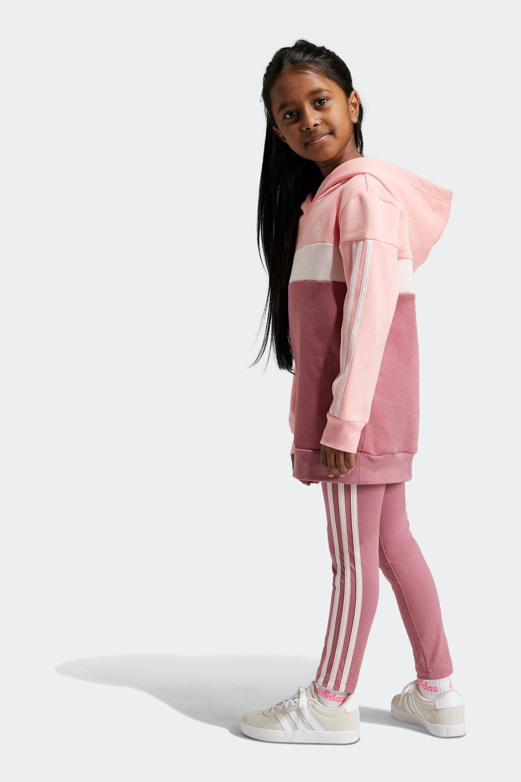 adidas Pink Pitch Kids Sportswear Tiberio 3-Stripes Colorblock Fleece Leggings Set