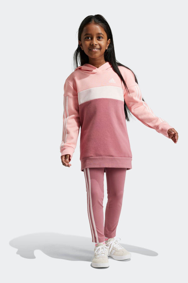 adidas Pink Pitch Kids Sportswear Tiberio 3-Stripes Colorblock Fleece Leggings Set