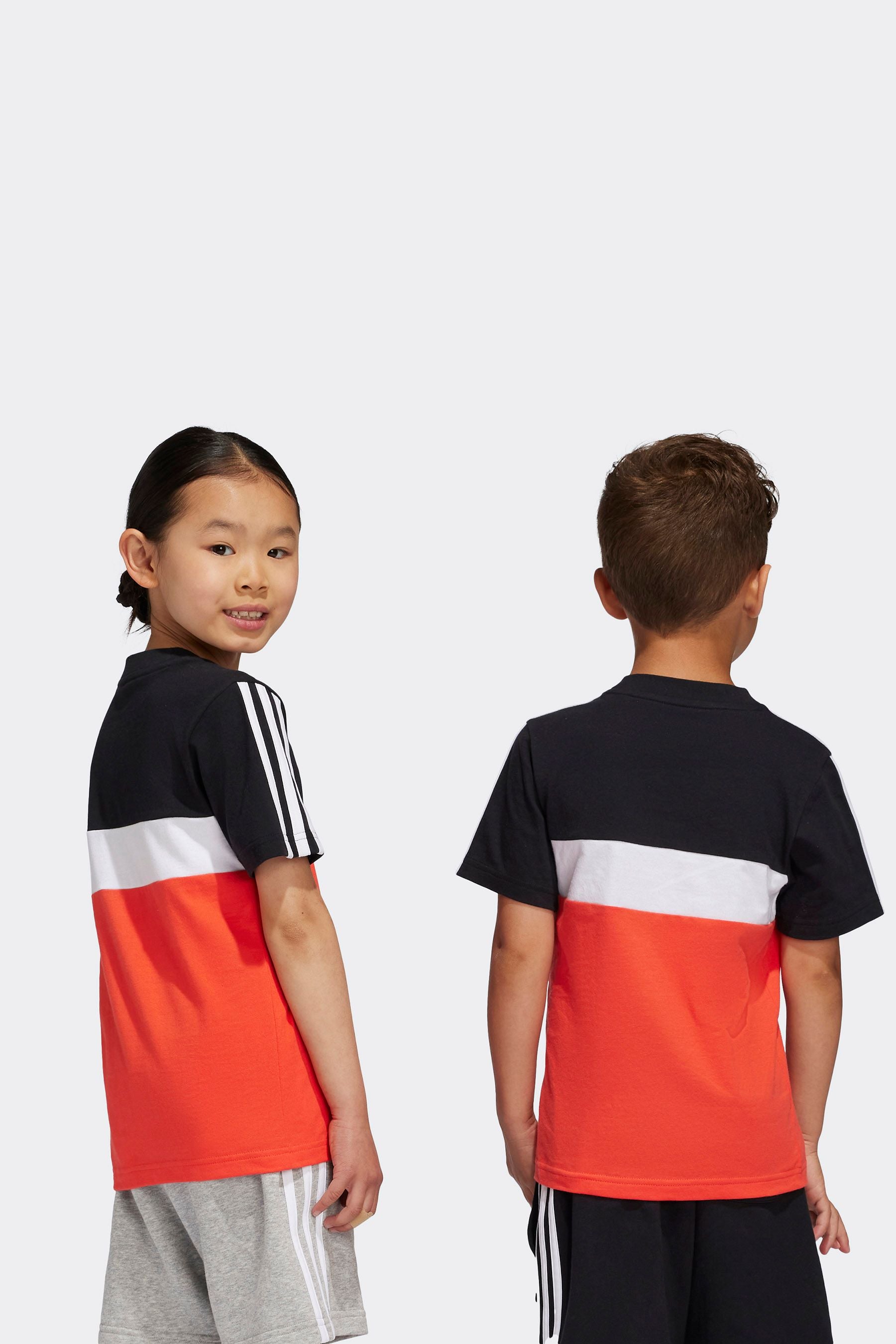 adidas Black Sportswear Kids Tiberio 3-Stripes Colorblock Cotton T-Shirt Kids