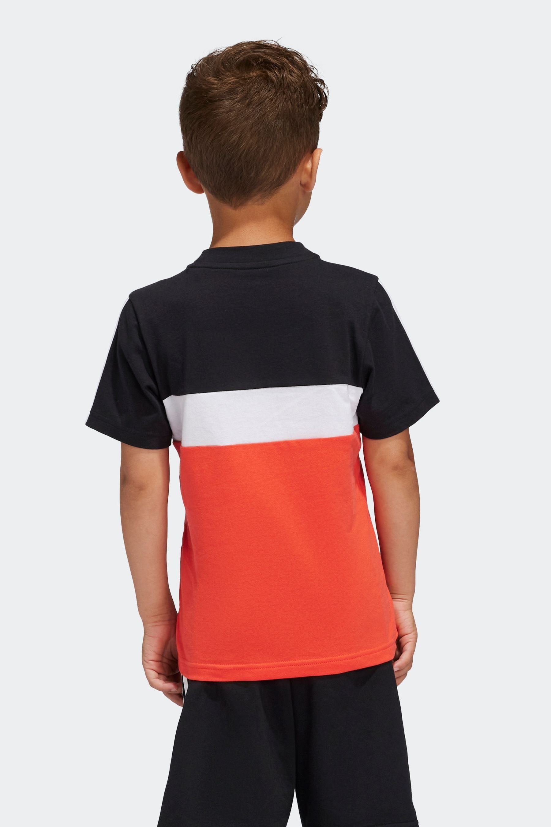 adidas Black Sportswear Kids Tiberio 3-Stripes Colorblock Cotton T-Shirt Kids