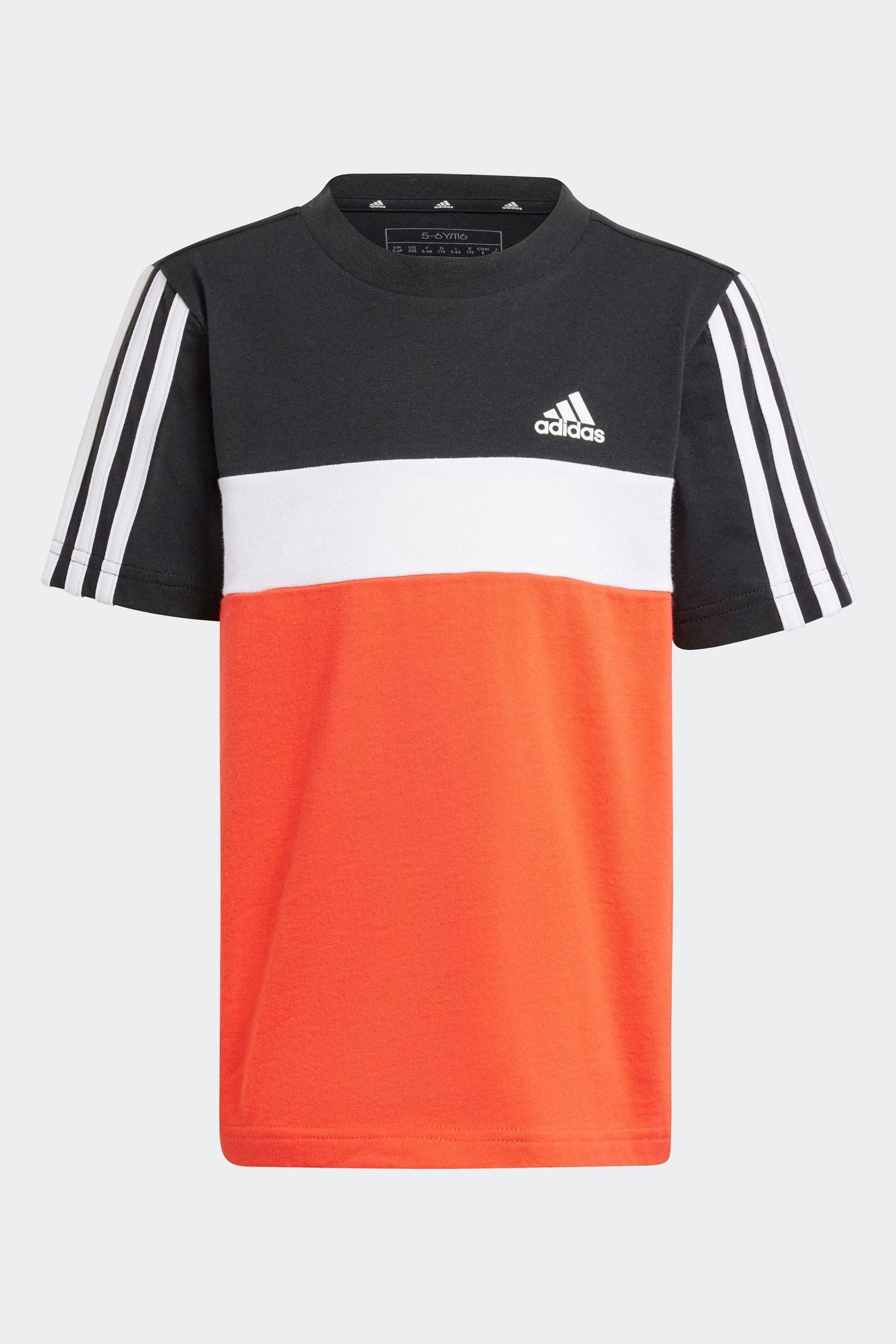 adidas Black Sportswear Kids Tiberio 3-Stripes Colorblock Cotton T-Shirt Kids