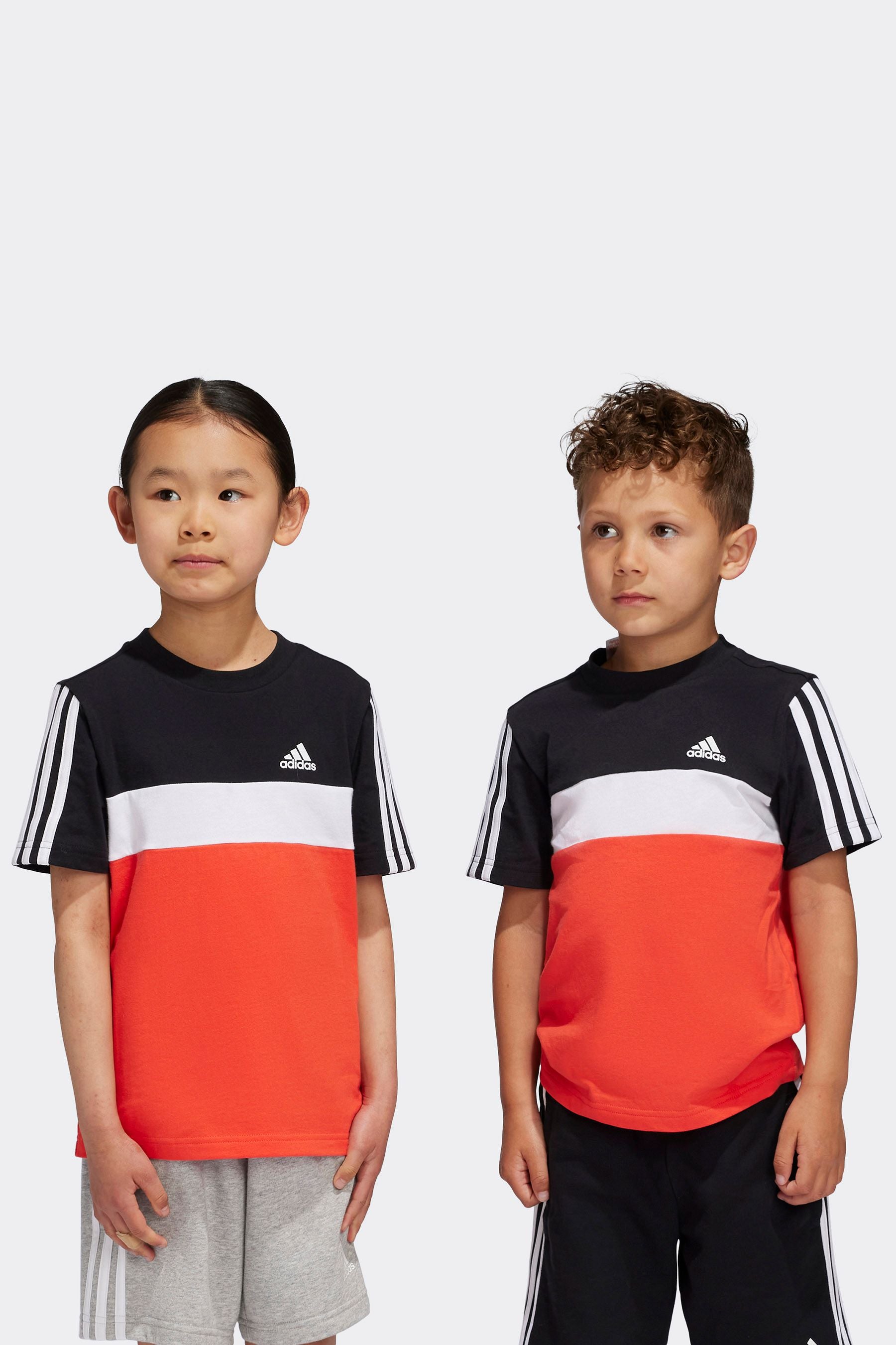 adidas Black Sportswear Kids Tiberio 3-Stripes Colorblock Cotton T-Shirt Kids