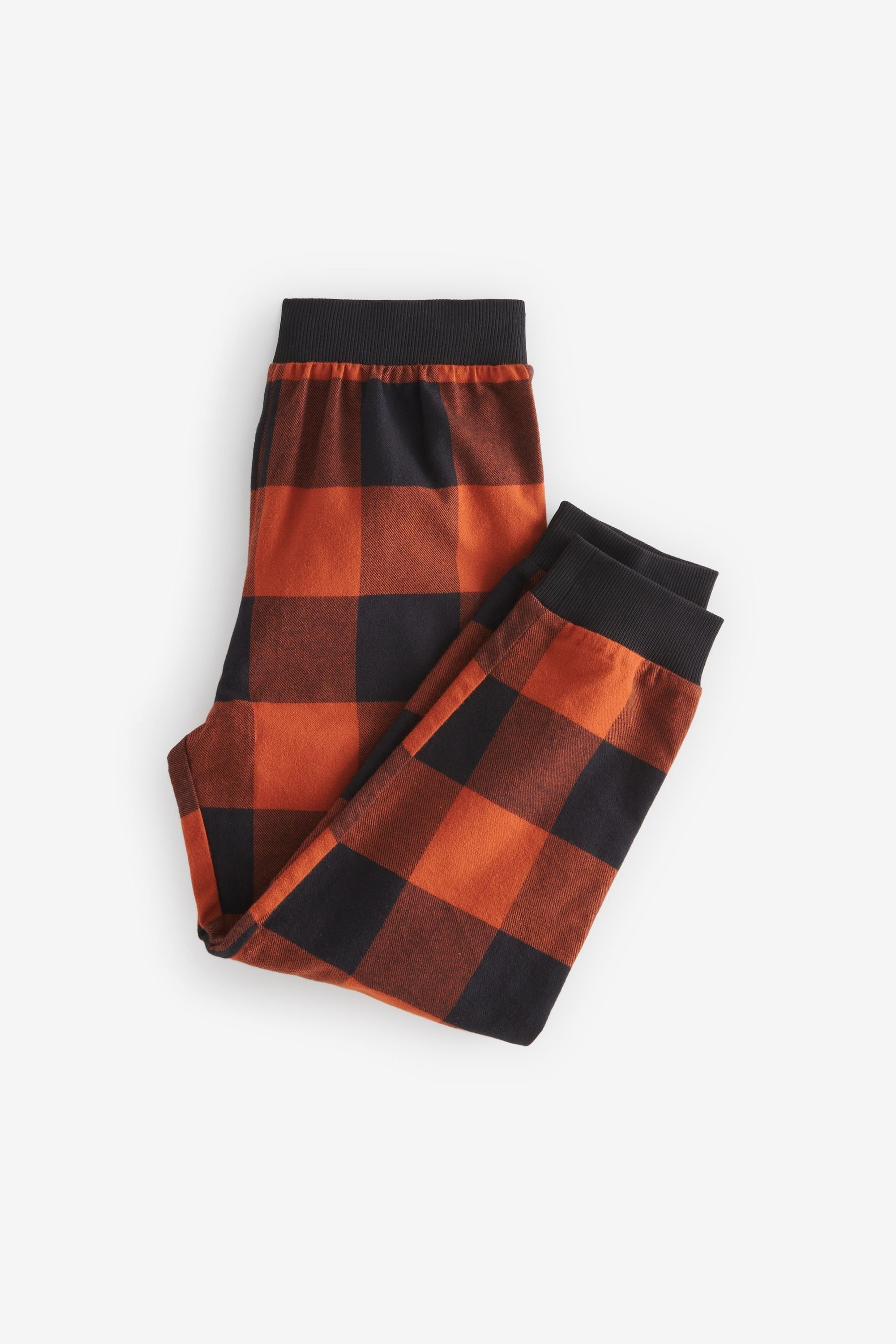 Orange/Black Gamer Woven Check Bottom 100% Cotton Pyjamas 2 Pack (3-16yrs)