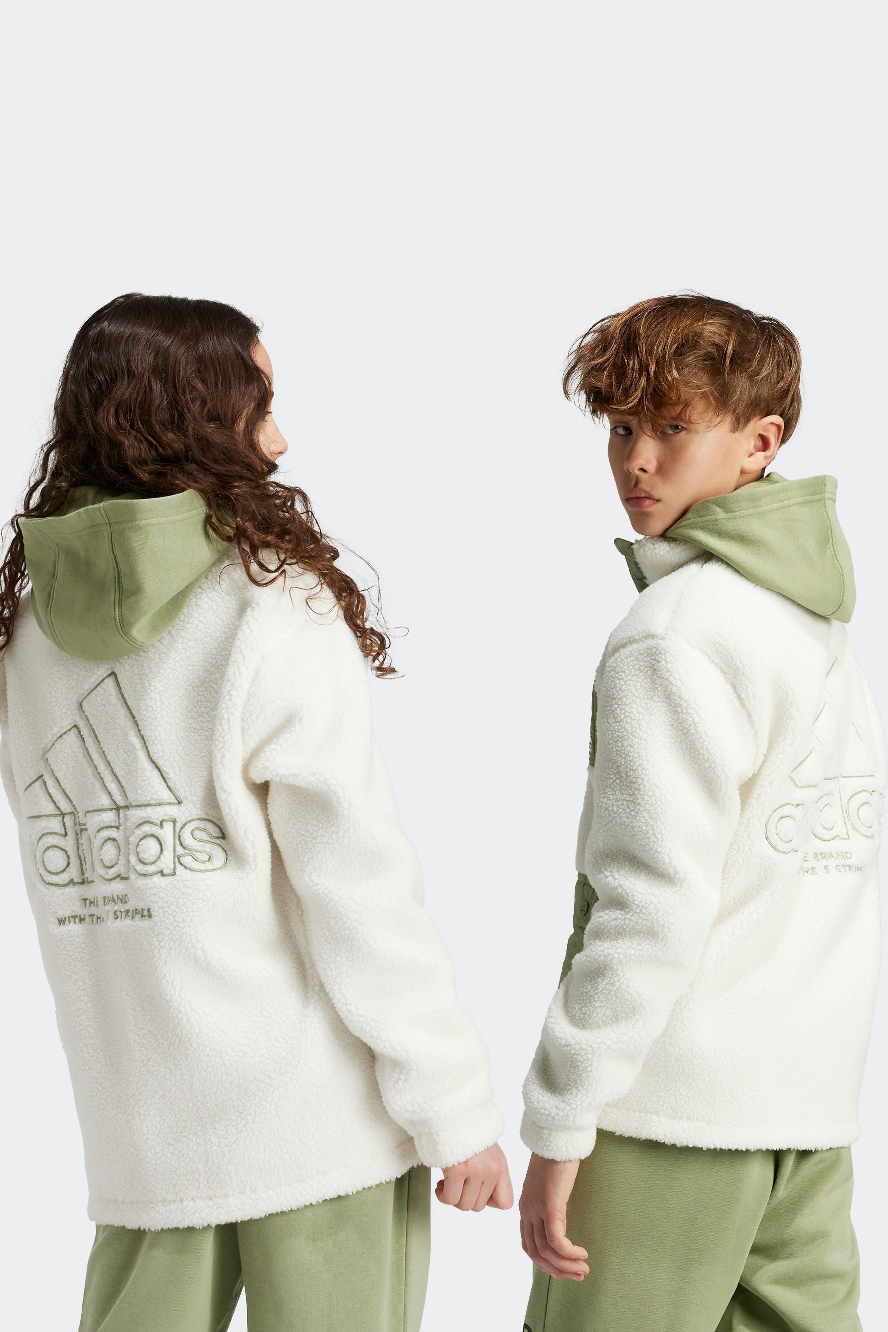 adidas White Sherpa Jacket