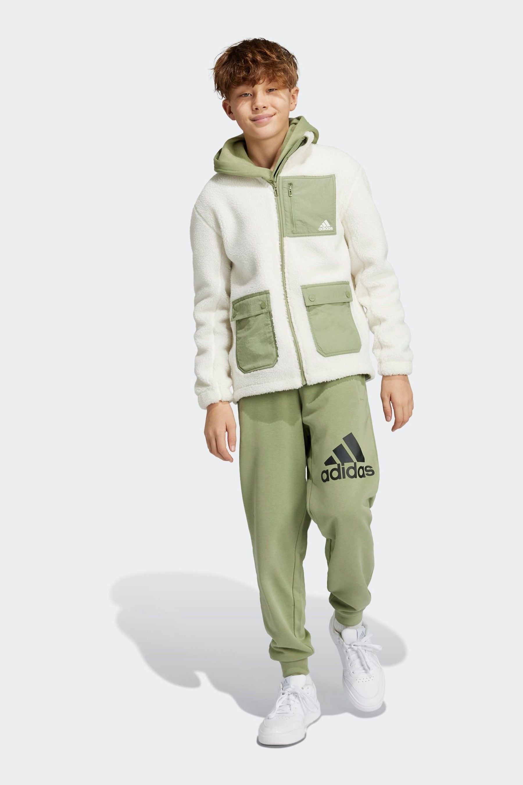 adidas White Sherpa Jacket