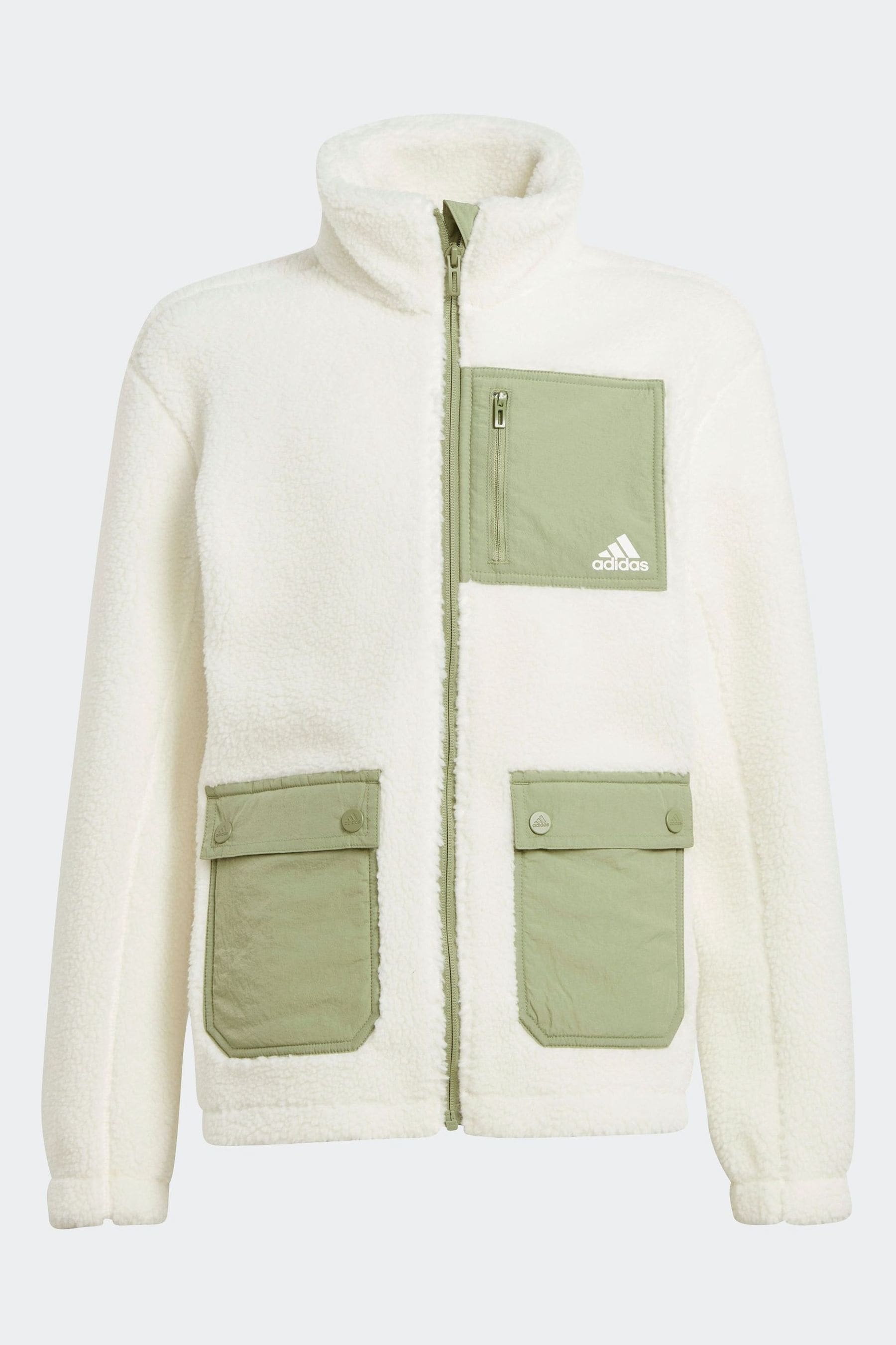 adidas White Sherpa Jacket