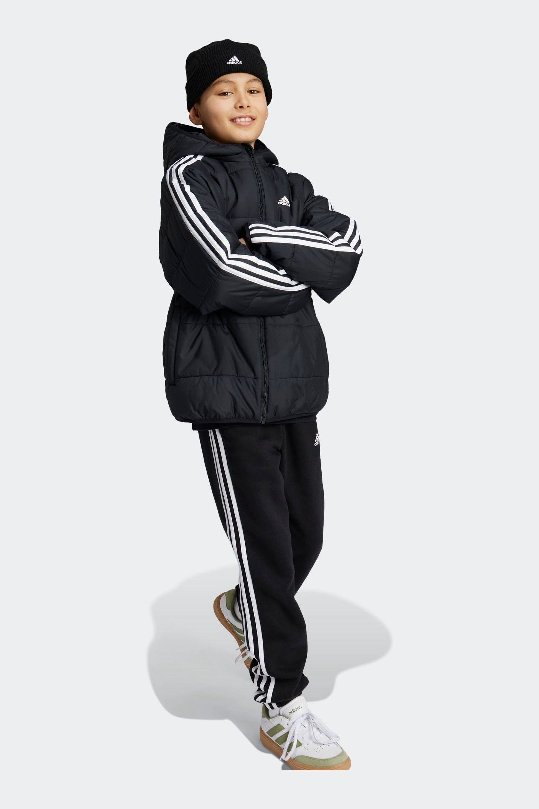 adidas Black Essentials 3-Stripes Padded Jacket