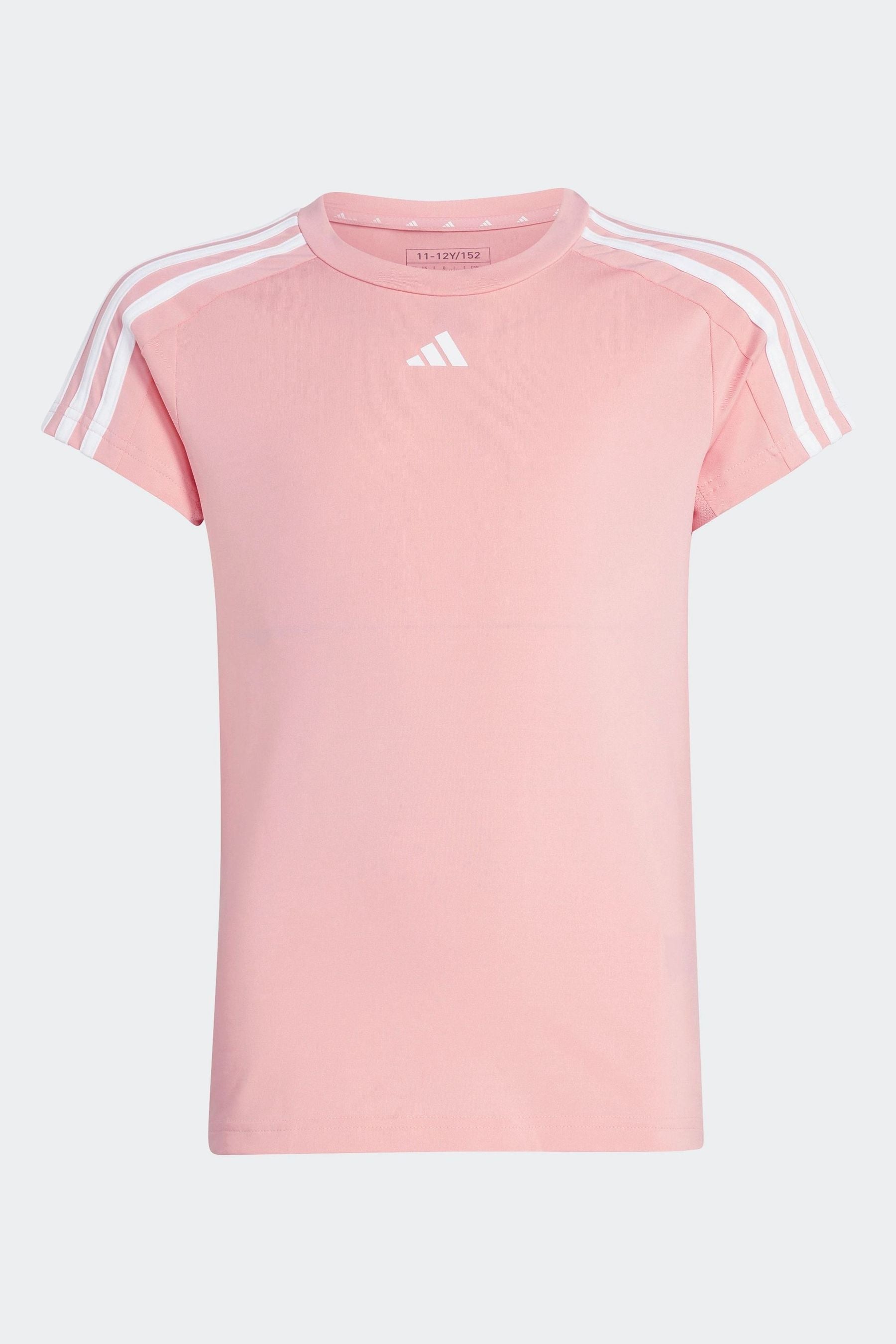 adidas Pink Sportswear Train Essentials Aeroready 3 Stripes Slim Fit Training T-Shirt