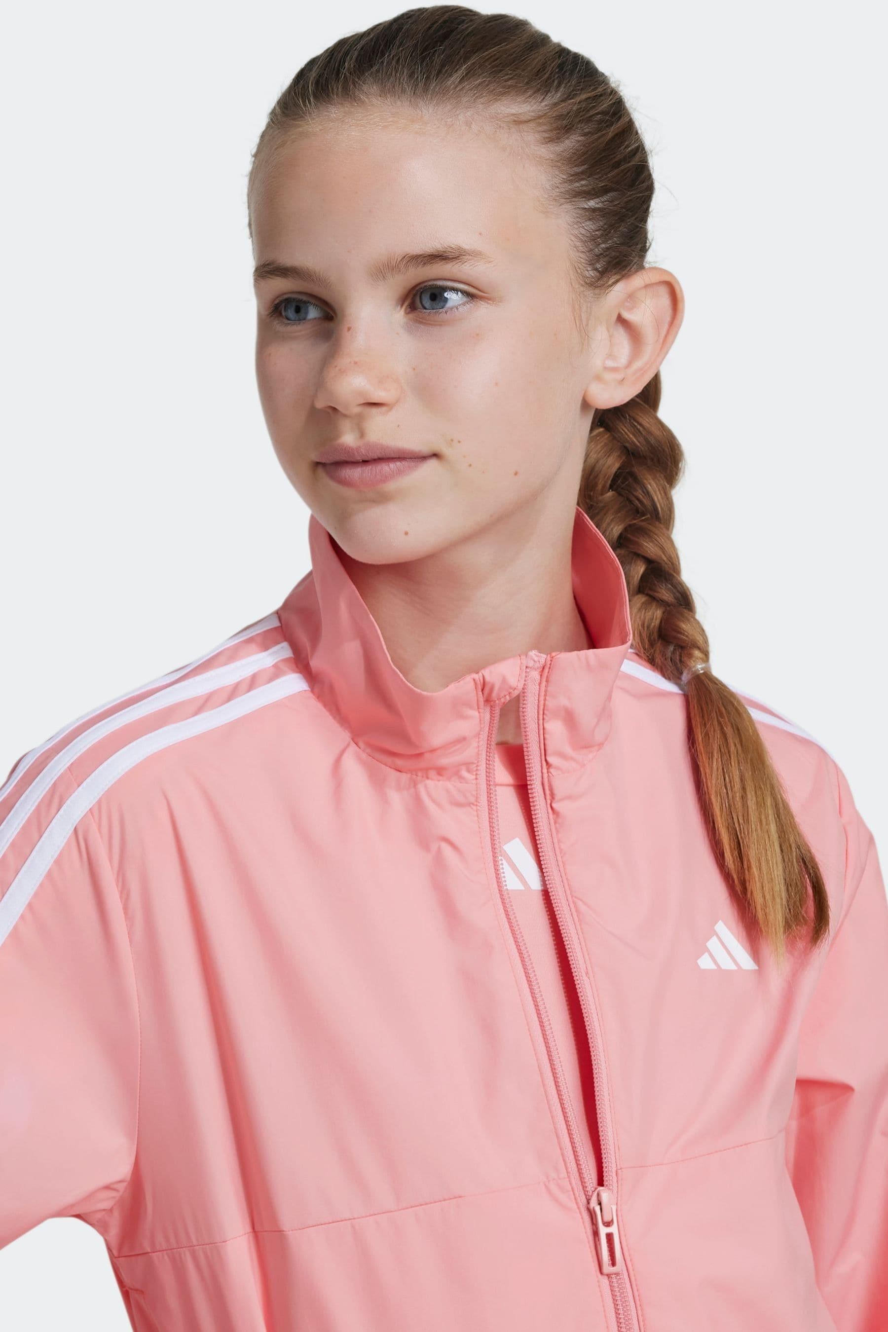 adidas Pink Kids 3 Stripe Essentials Jacket