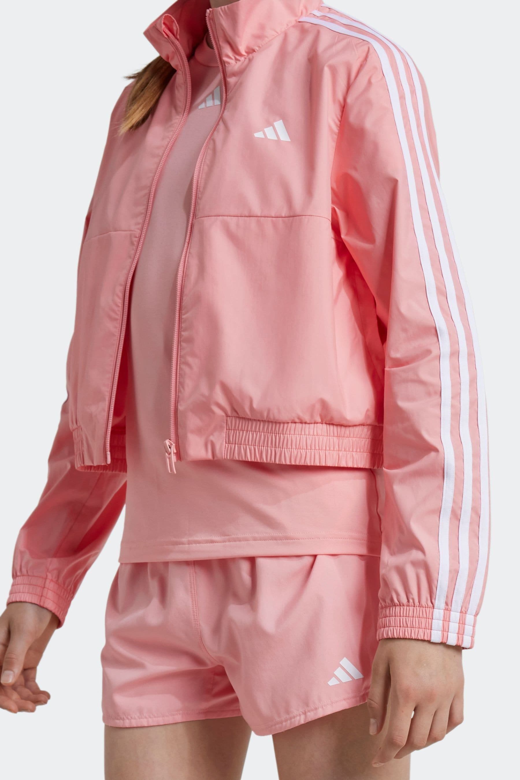 adidas Pink Kids 3 Stripe Essentials Jacket