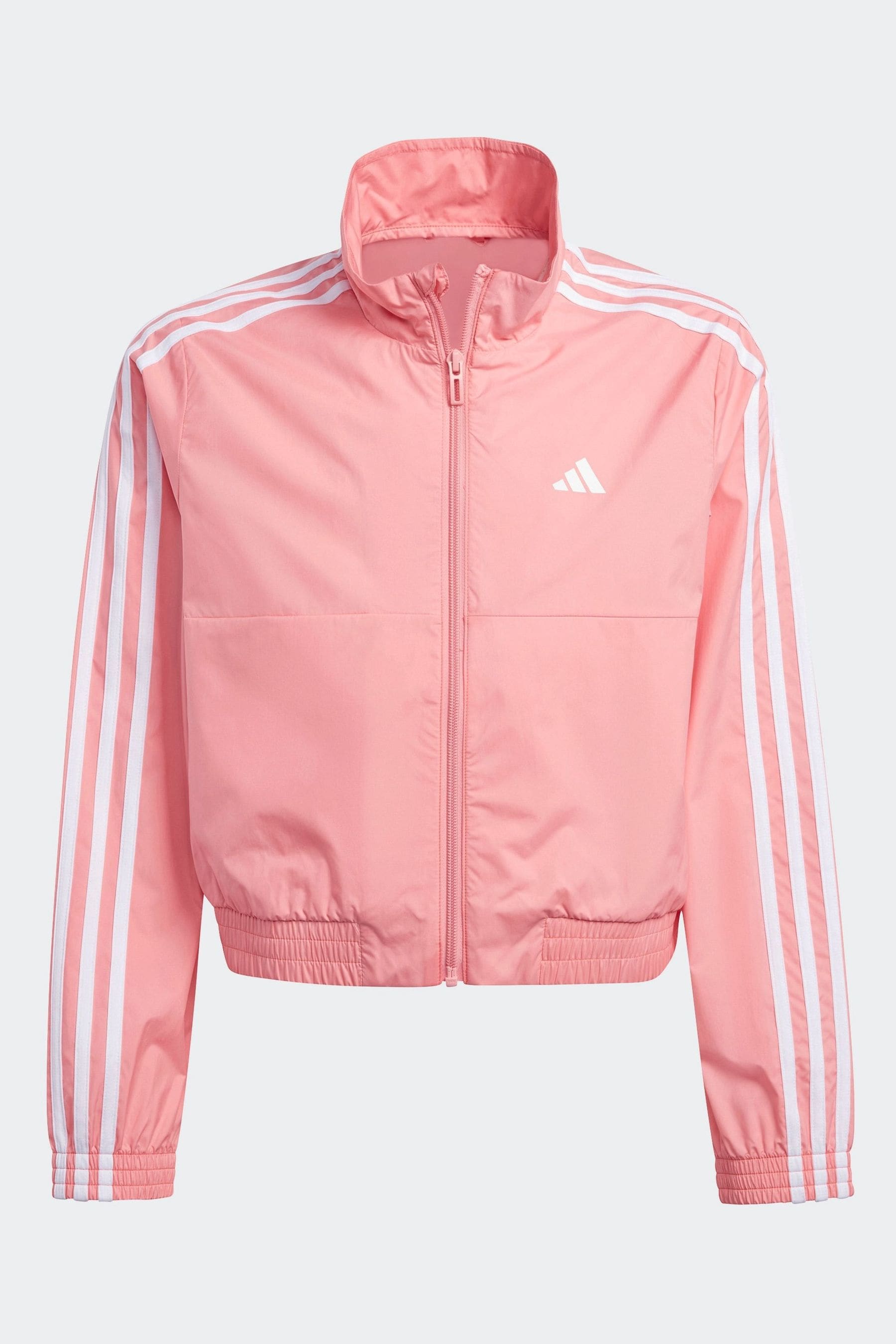 adidas Pink Kids 3 Stripe Essentials Jacket