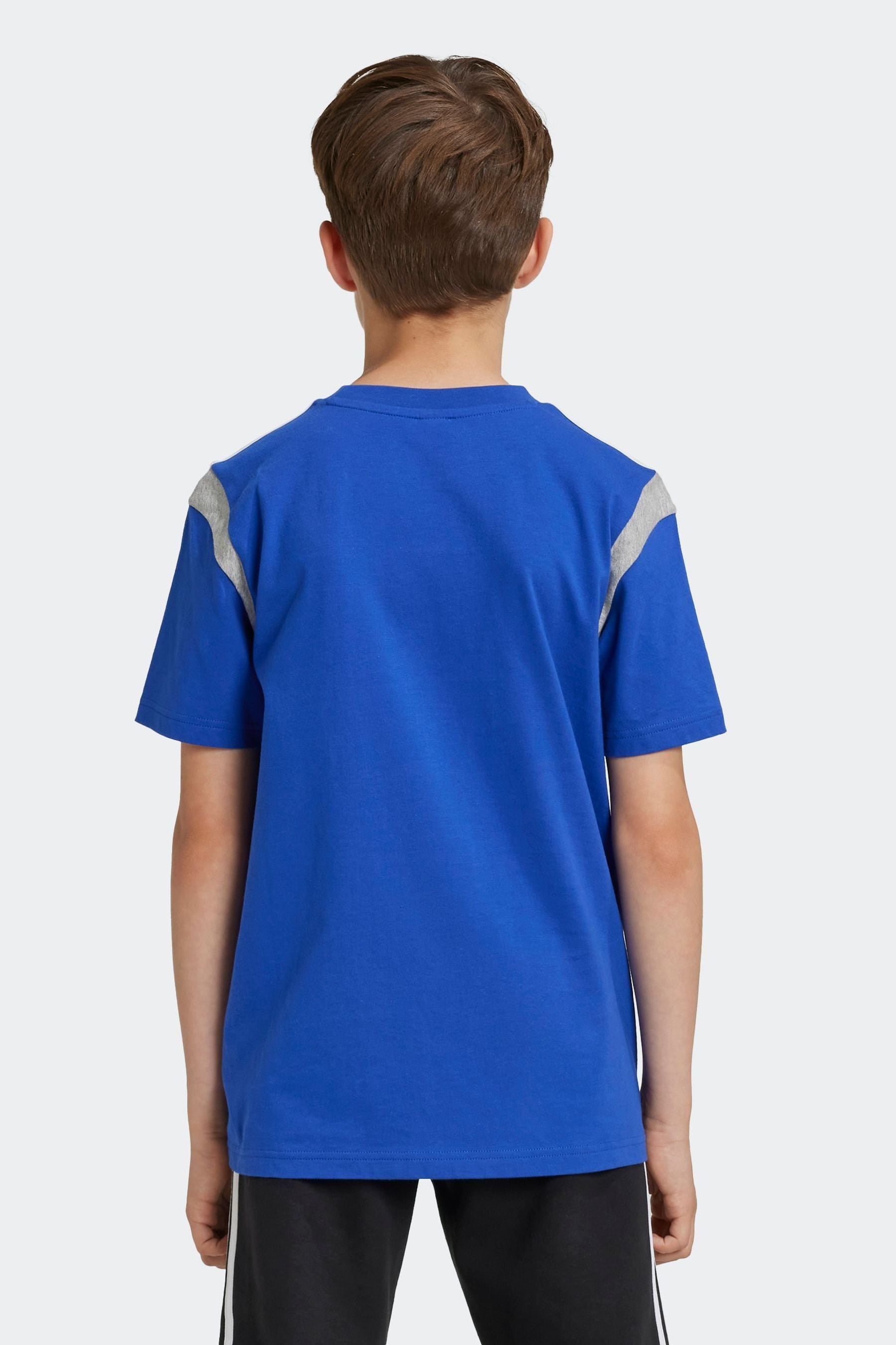 Blue adidas Kids Colorblock 100% Cotton T-Shirt