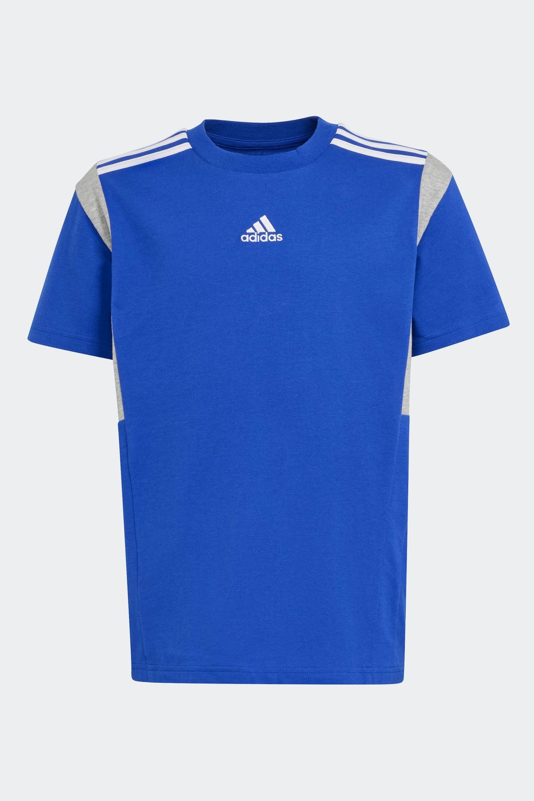 Blue adidas Kids Colorblock 100% Cotton T-Shirt