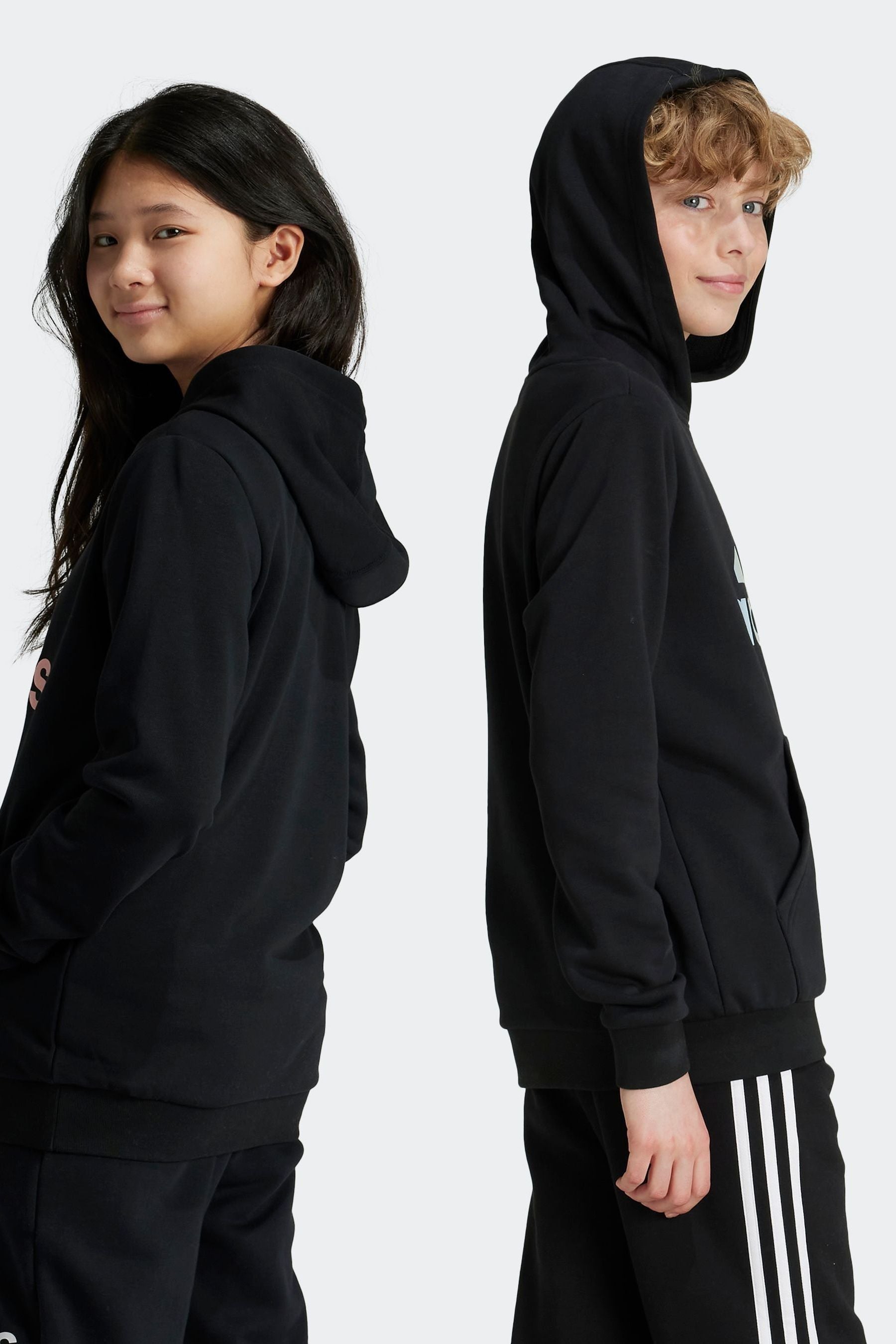 adidas Black Kids Metallic Print Hoodie