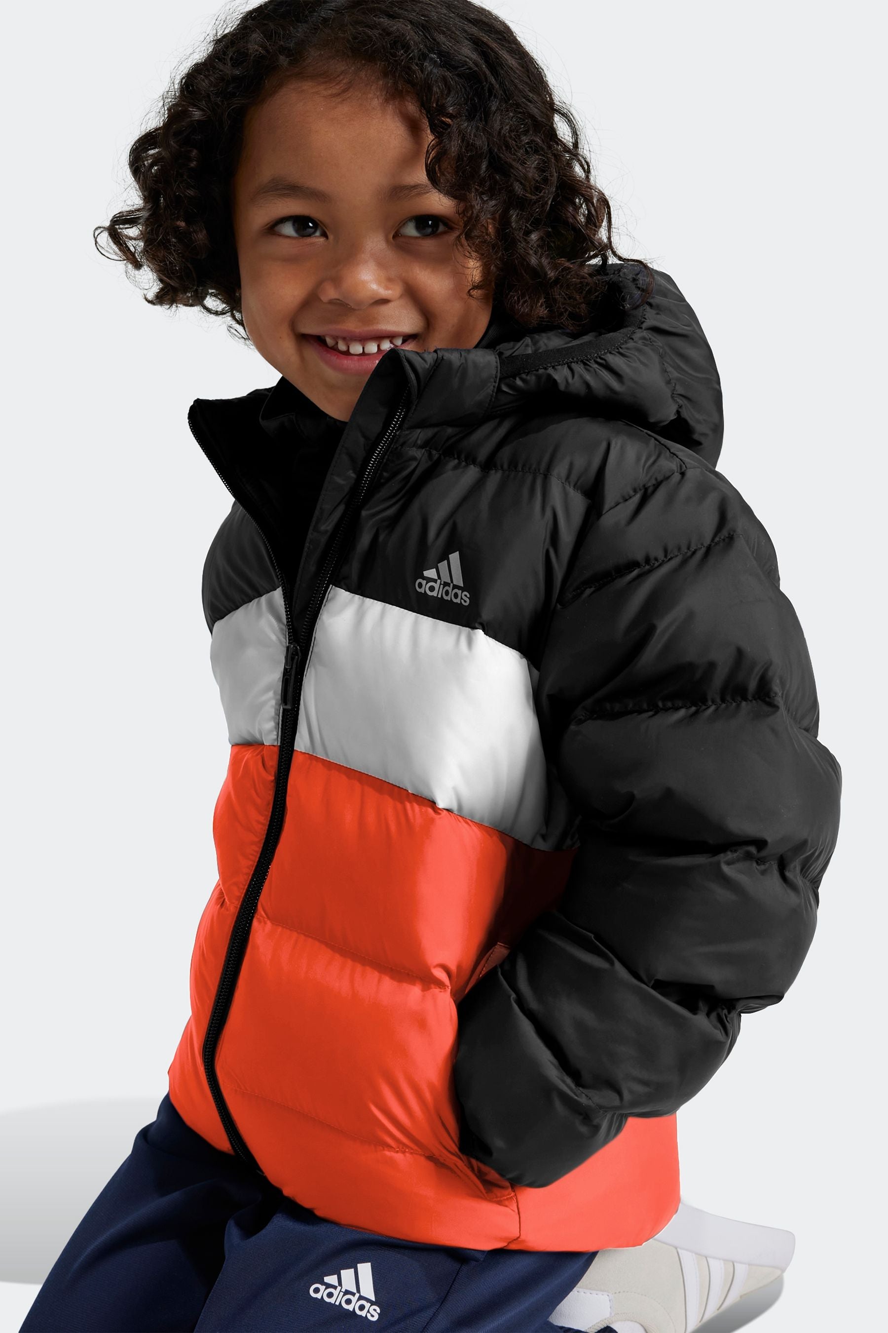 adidas Black/Red Synthetic Down Padded Jacket