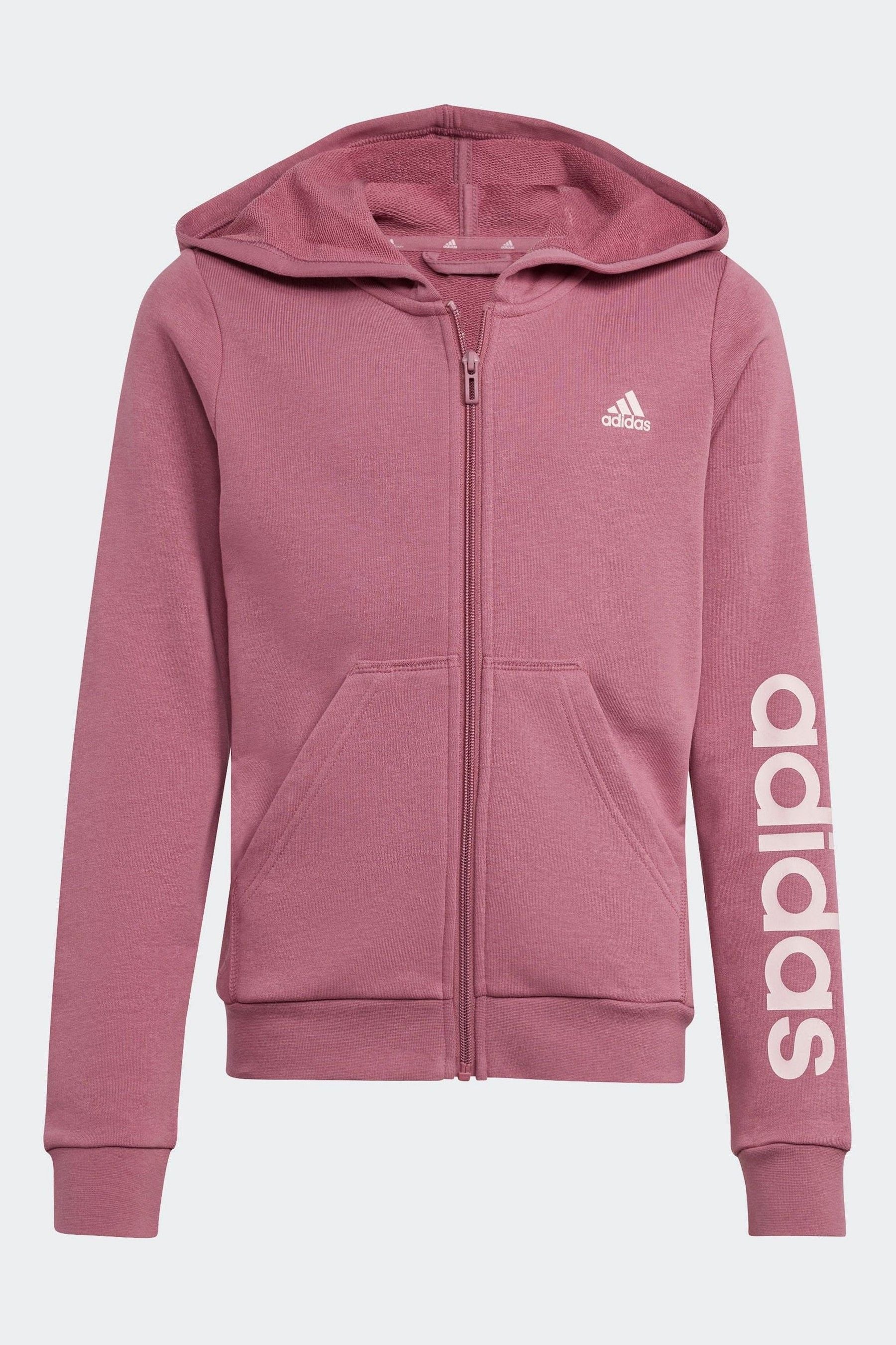 adidas Red Sportswear Essentials Linear Logo Full Zip Hoodie