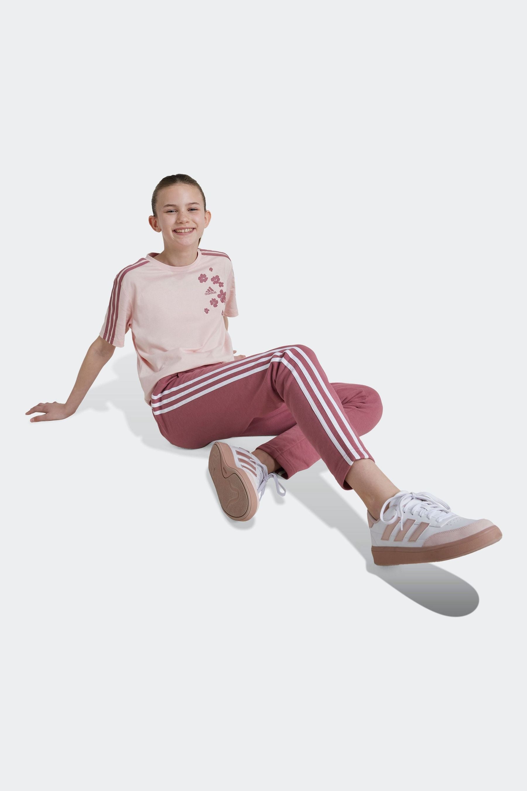 adidas Red Essentials 3 Stripes Joggers