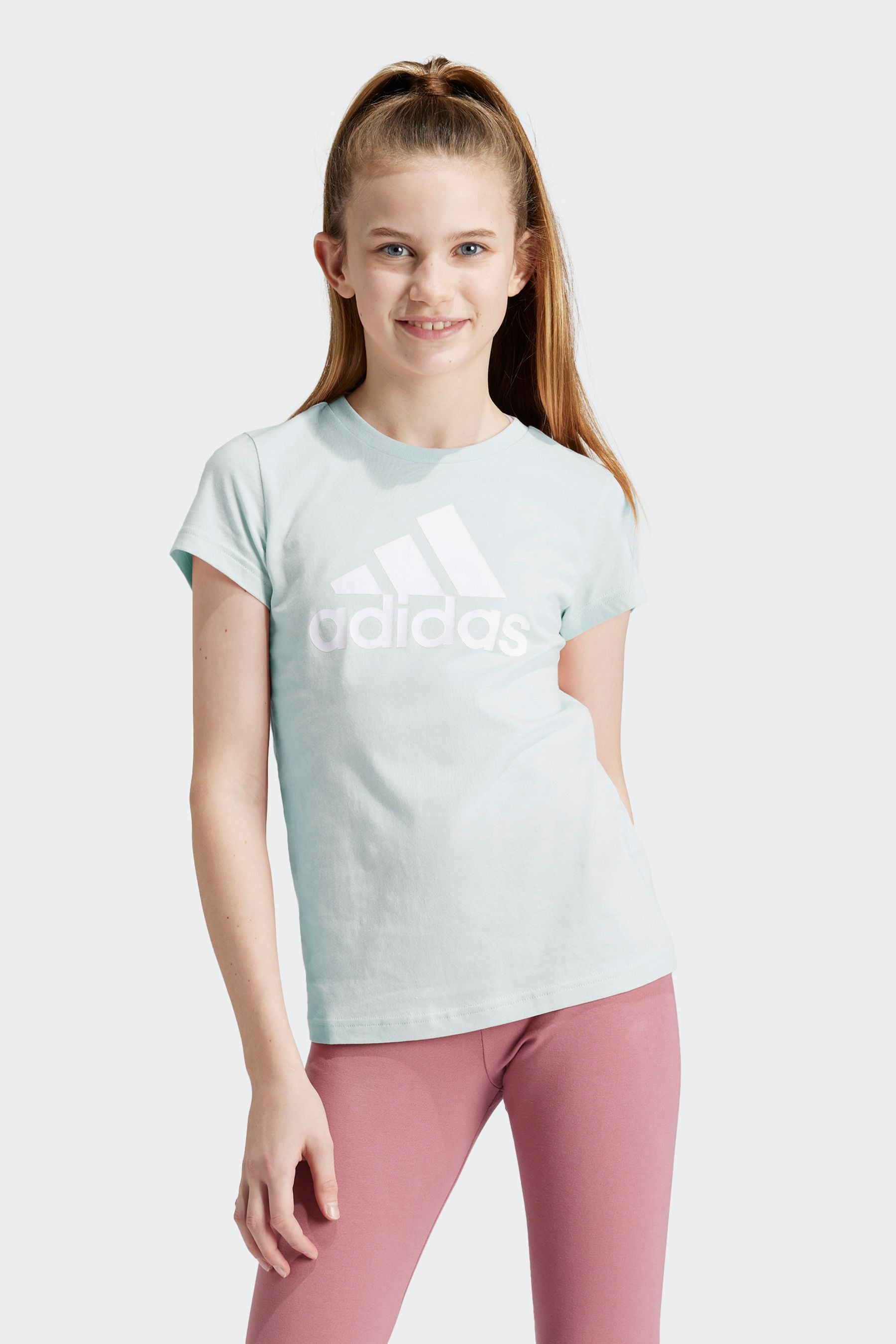 adidas LIght Green Sportswear Essentials Big Logo 100% Cotton T-Shirt