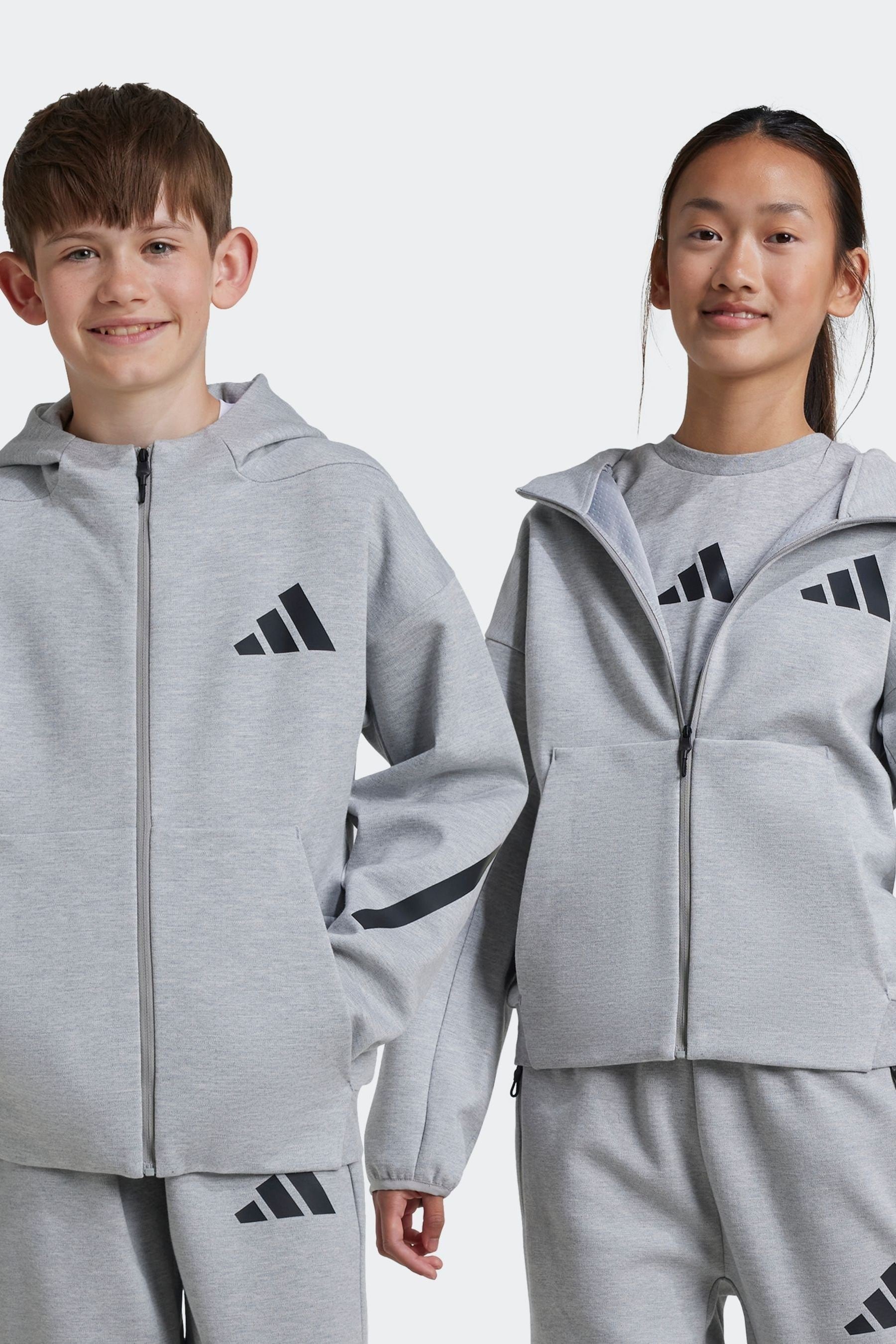 adidas Grey adidas Z.N.E Full Zip Hoodie"