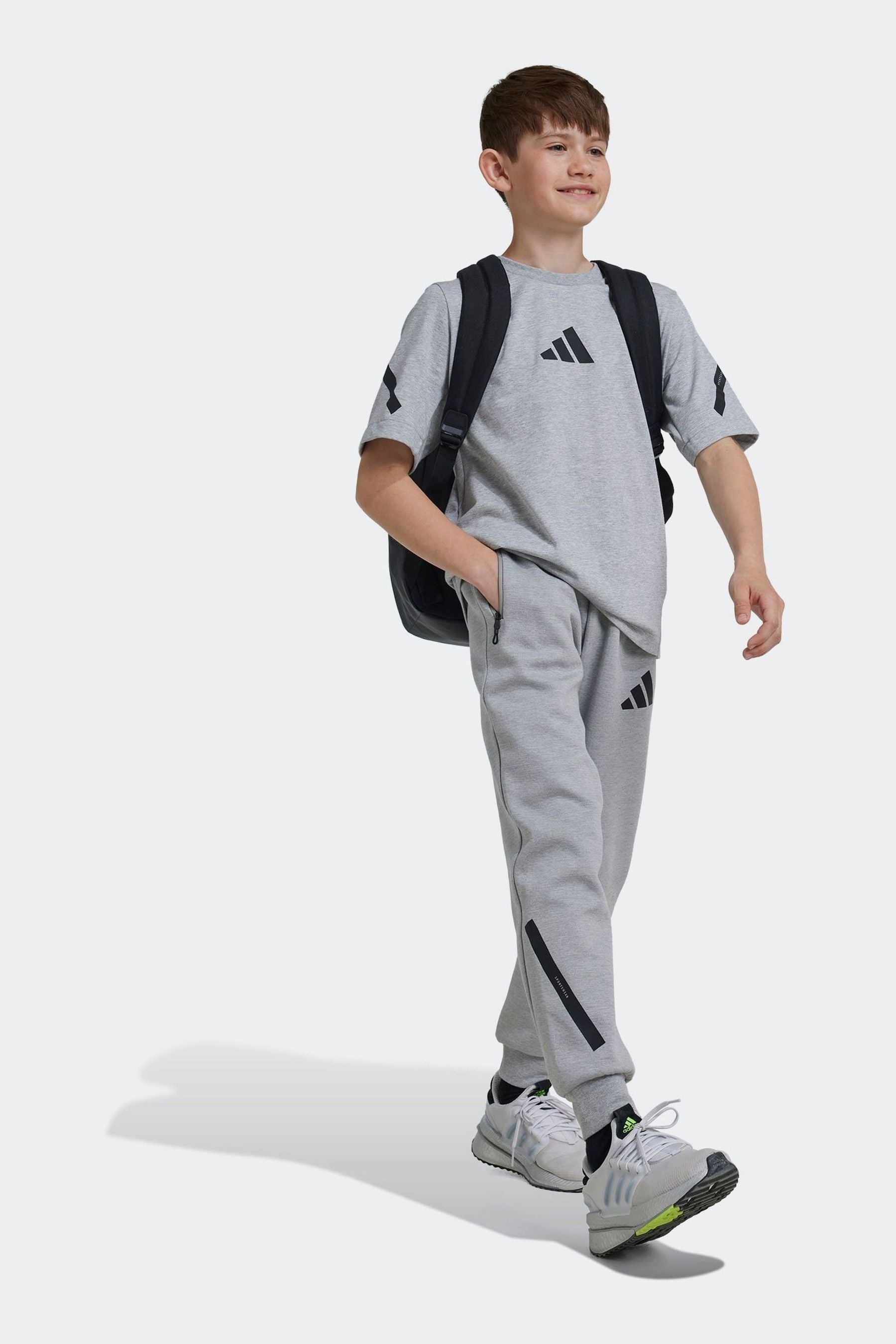 adidas Grey Kids Z.N.E. Tapered Leg Tracksuit Bottoms