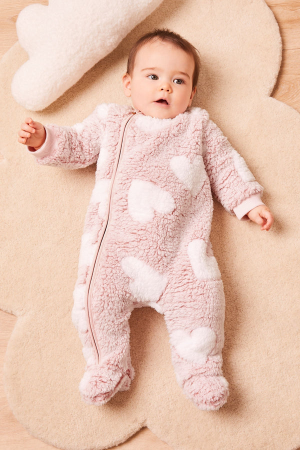 Pink Fleece Cosy Sleepsuit