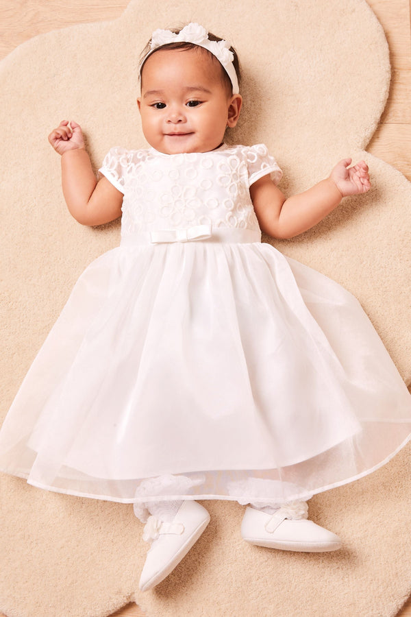 Ivory Organza Embroidery Occasion Dress (0mths-6yrs)