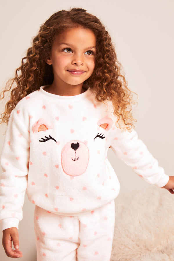 White Mini Cosy Fleece Novelty Pyjamas