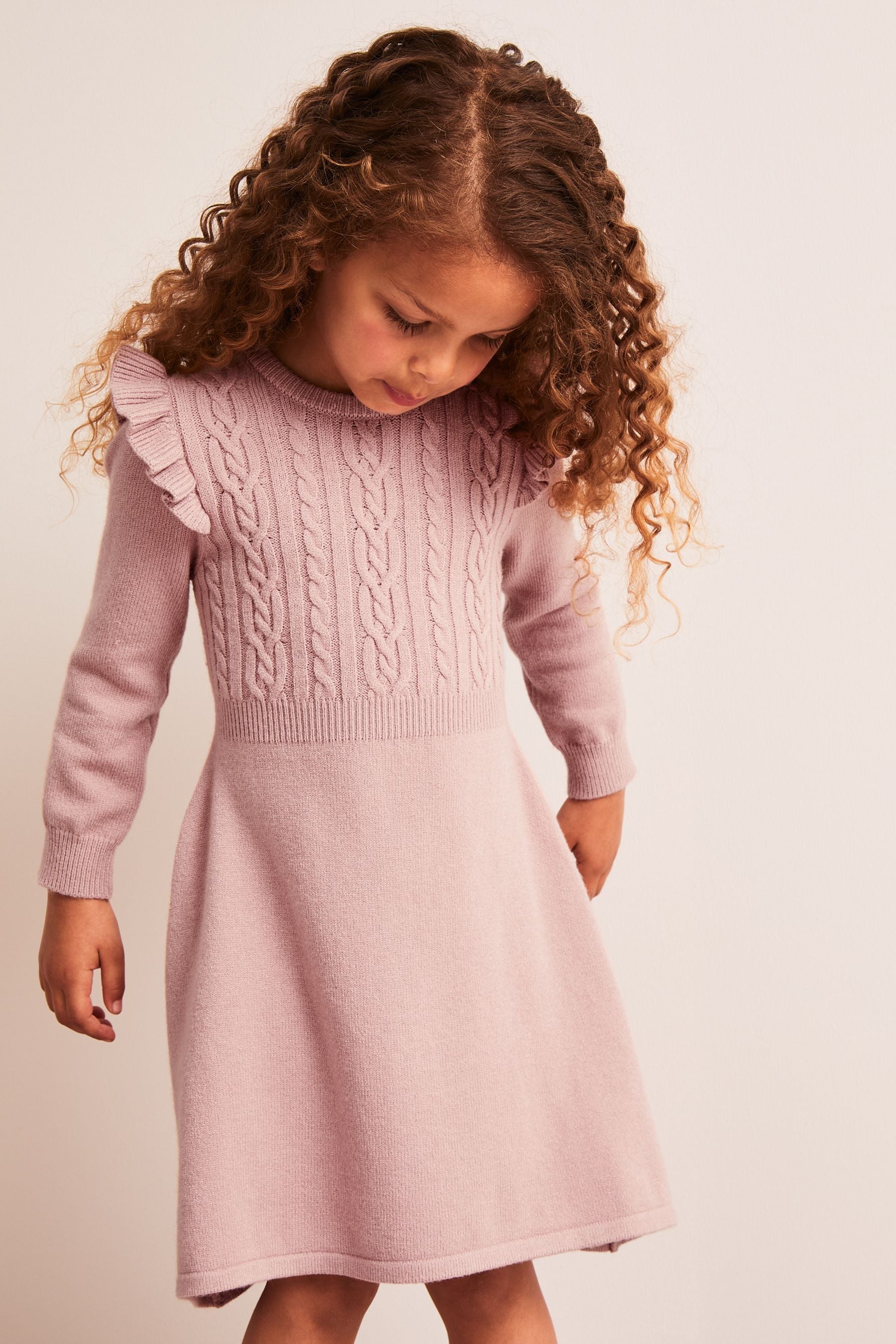 Pink Mini Cable Knitted Dress