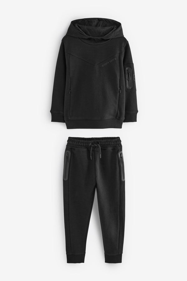 Black Sporty Hoodie and Joggers Set (3-16yrs)