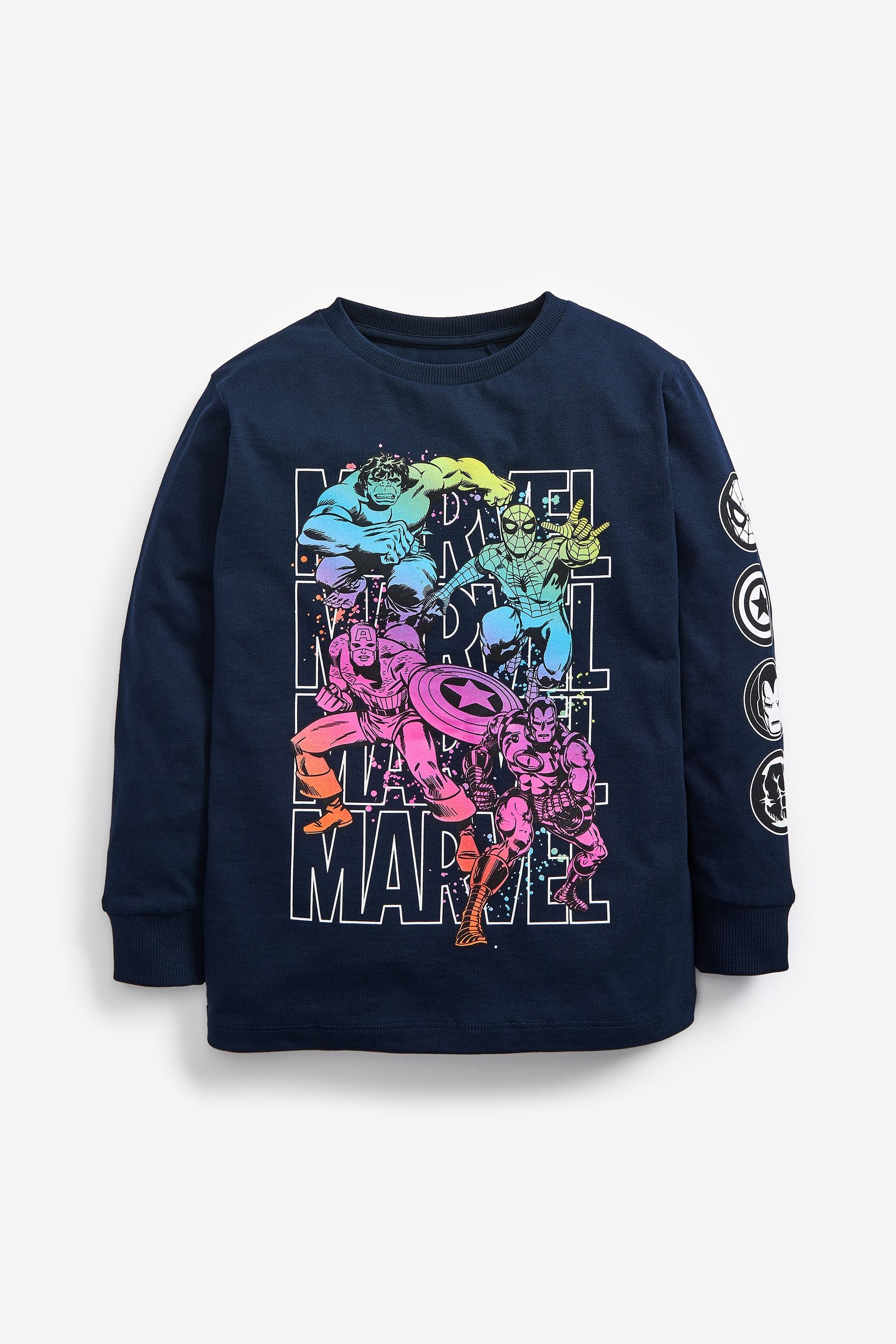 Navy Blue Marvel Long Sleeve T-Shirt (3-16yrs)