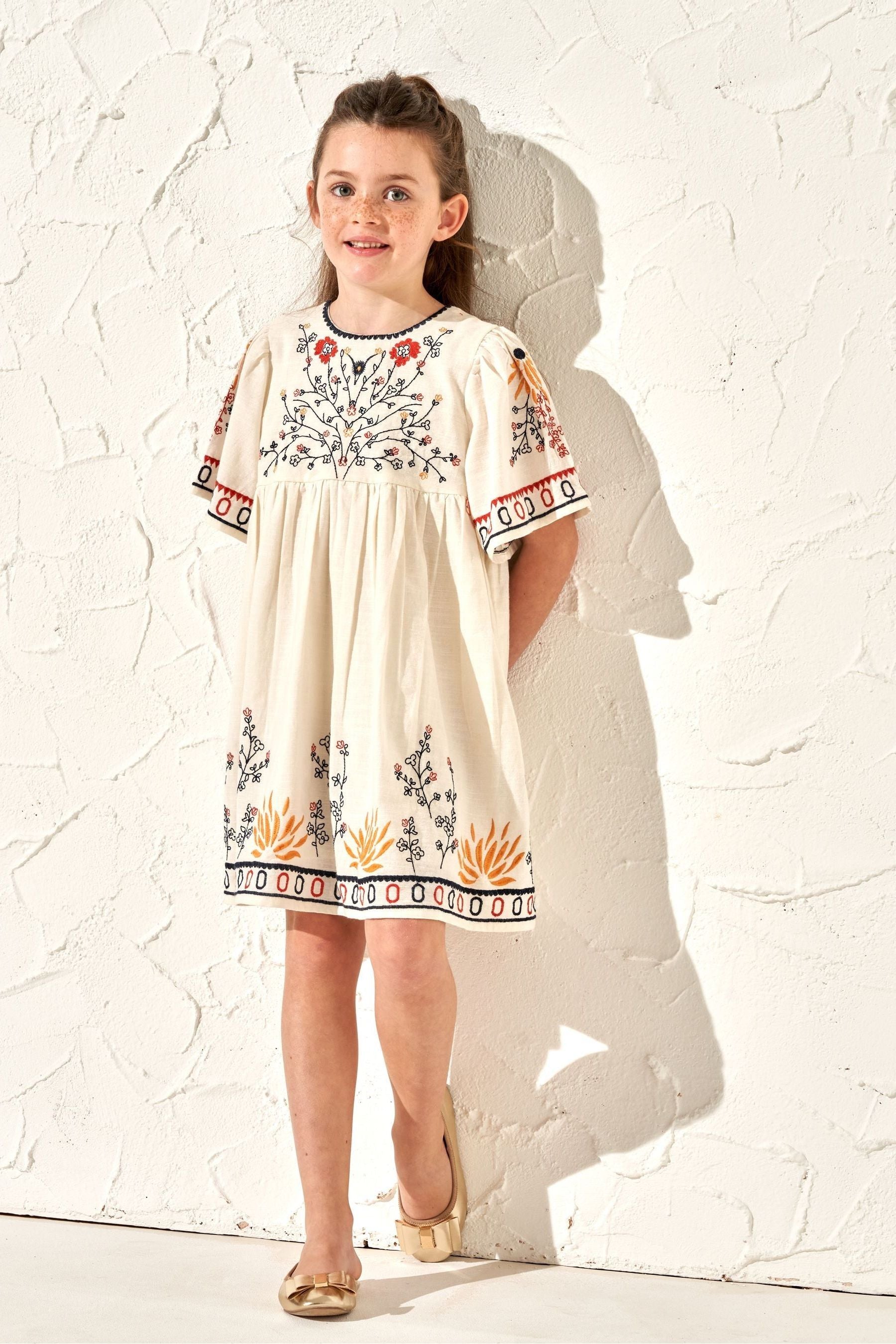 Nude Angel & Rocket Embroidered Reyna Swing Dress