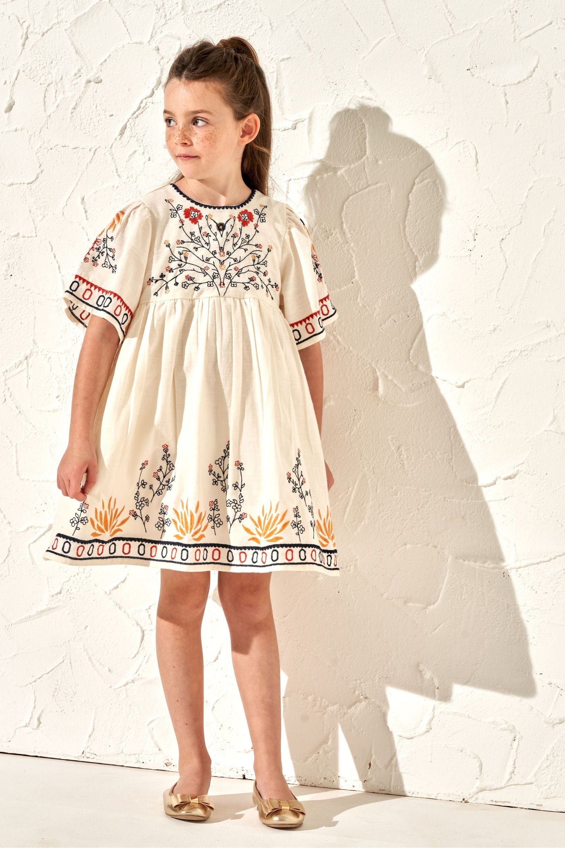 Nude Angel & Rocket Embroidered Reyna Swing Dress