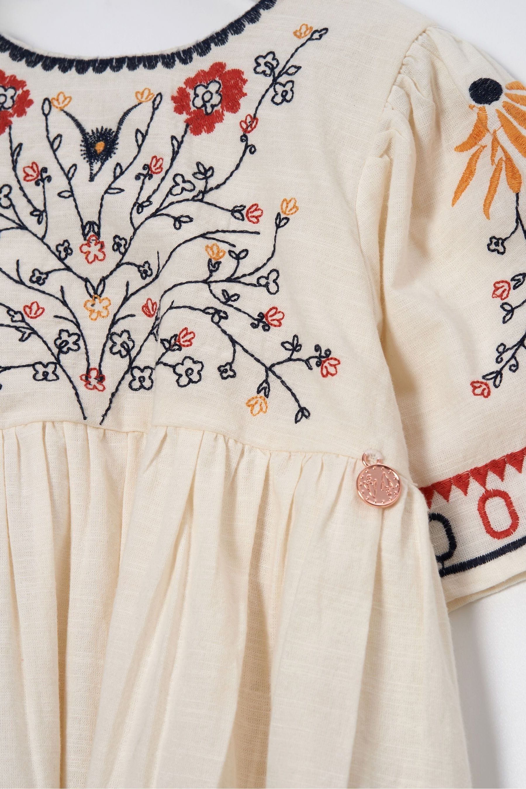 Angel & Rocket Nude 100% Cotton Embroidered Reyna Swing Dress