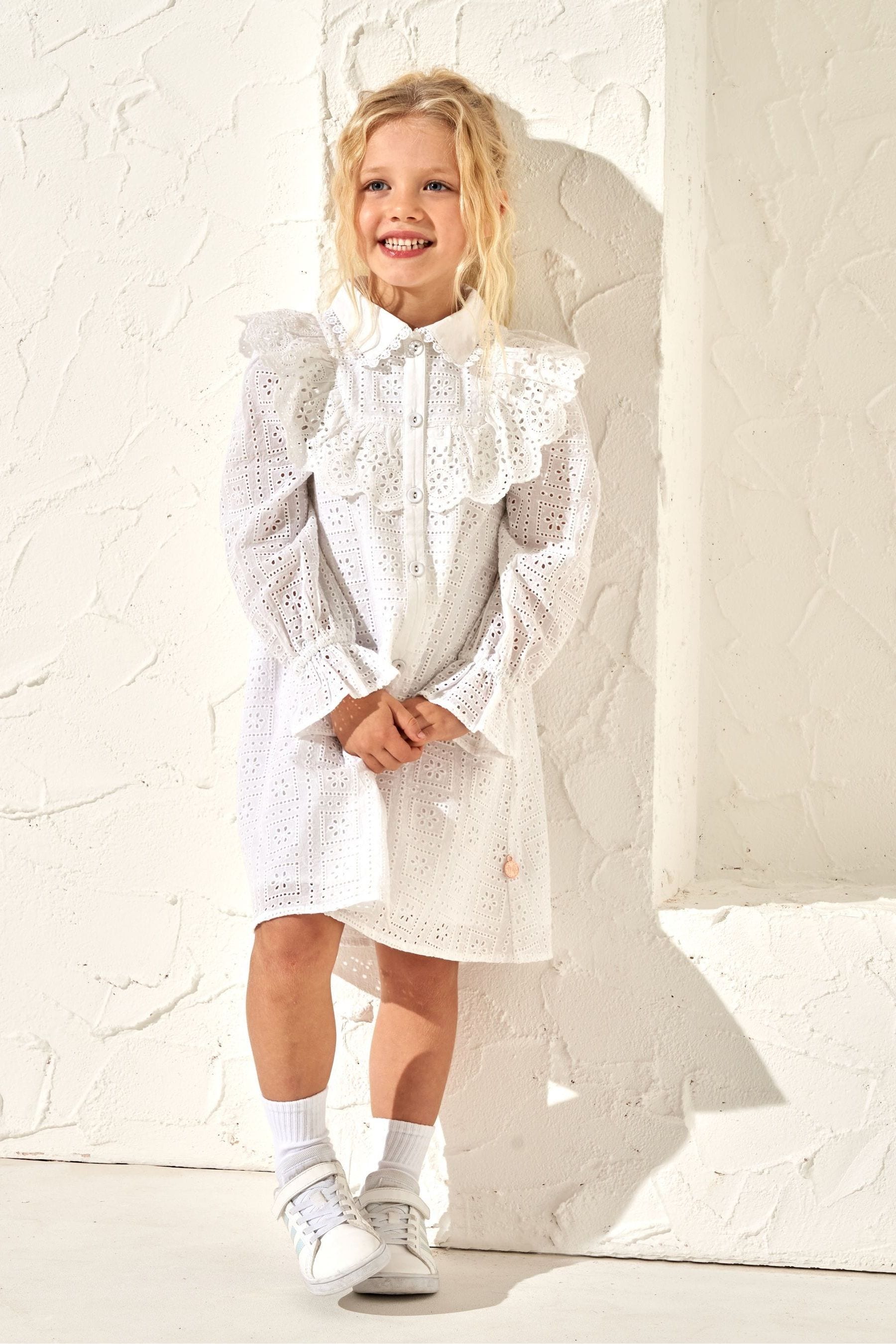 Angel & Rocket White Broderie Amelie Shirt Dress