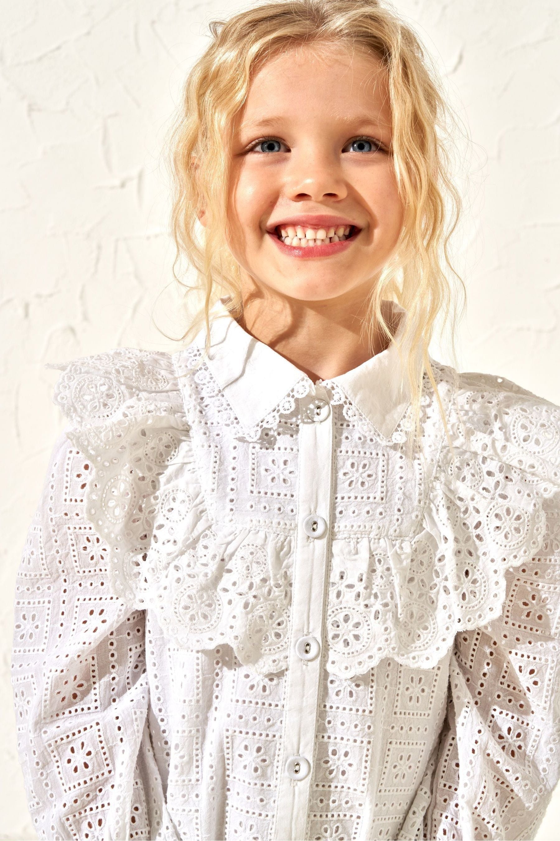 Angel & Rocket White Broderie Amelie Shirt Dress