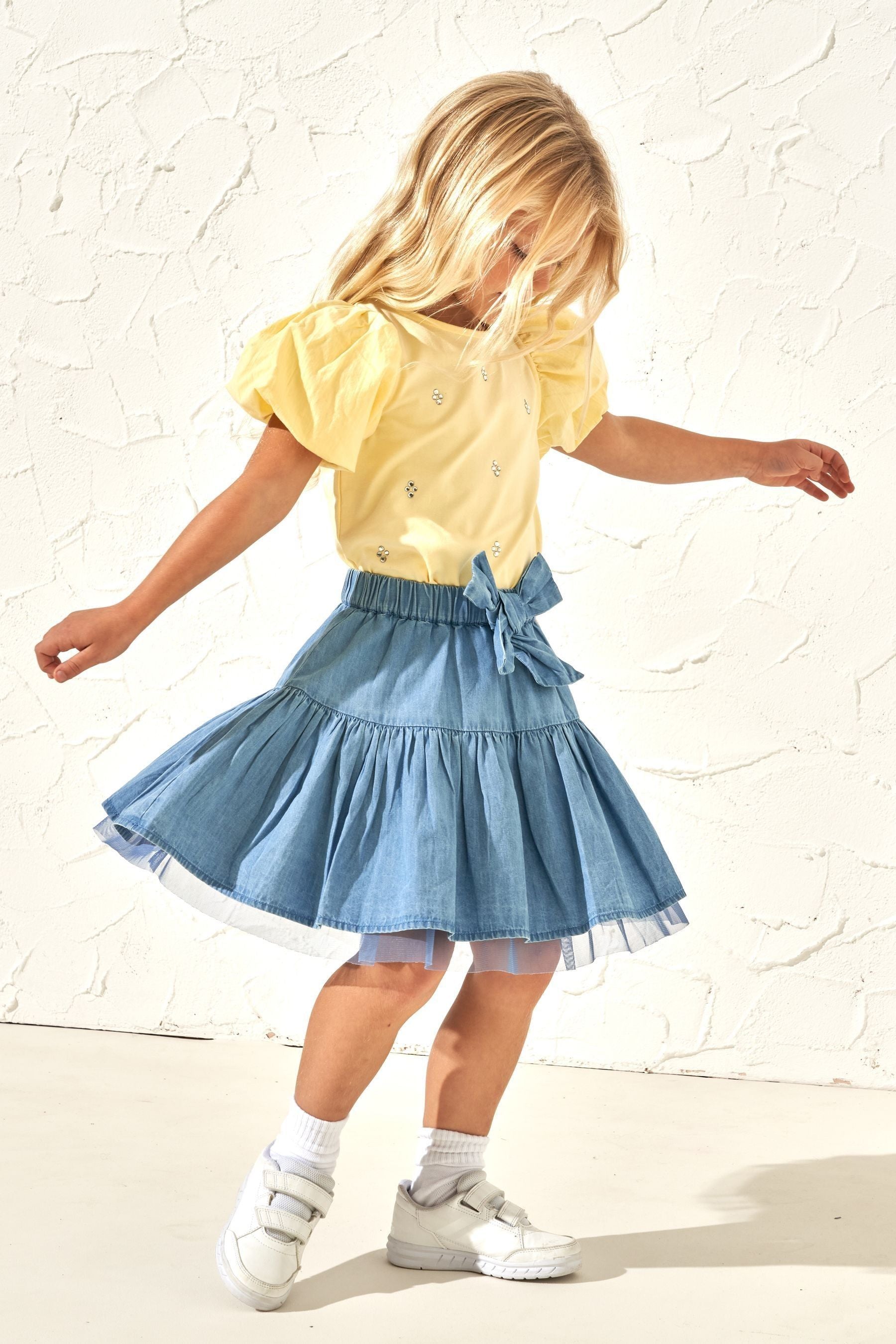 Blue Angel & Rocket Annie Denim Bow Skirt