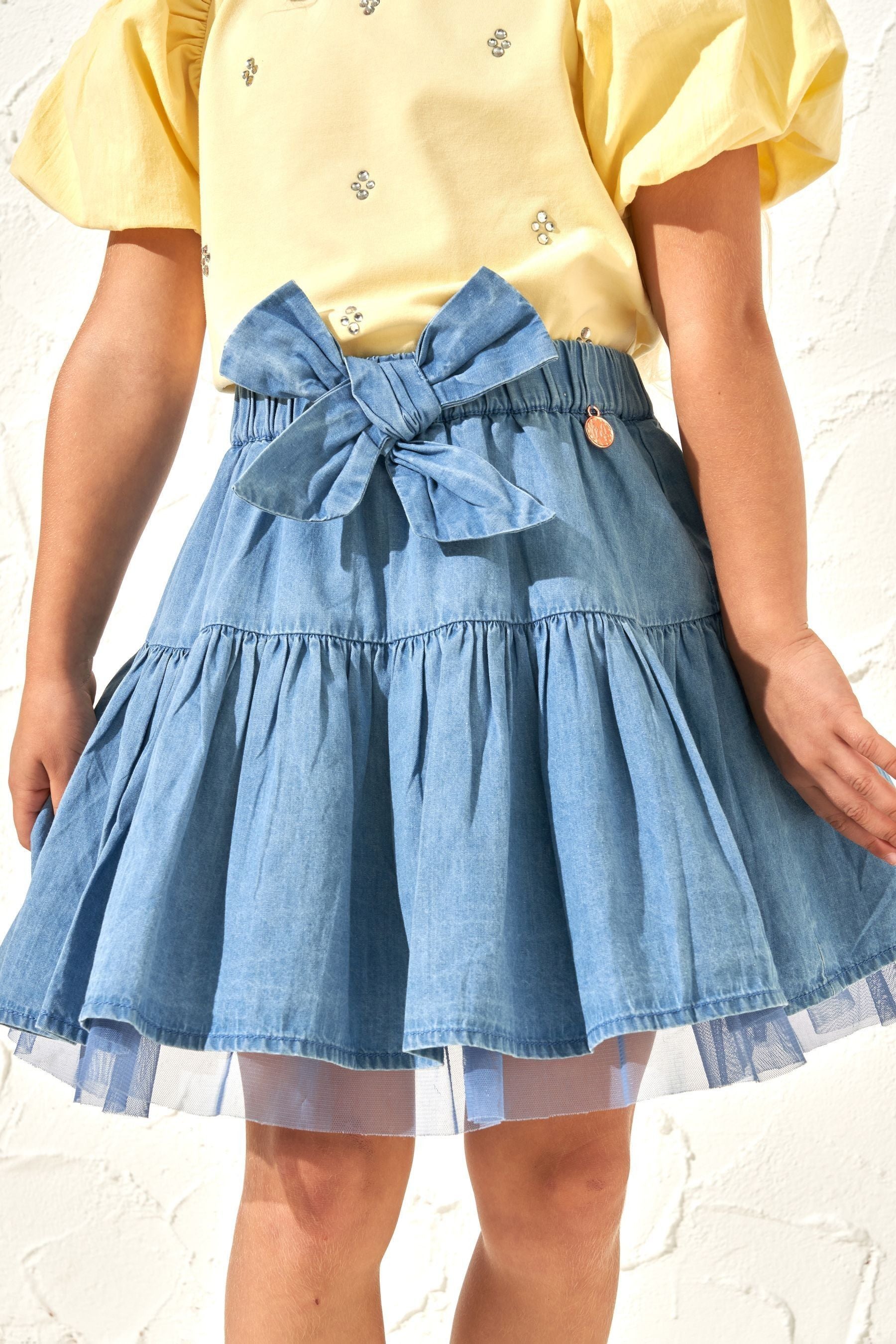 Blue Angel & Rocket Annie Denim Bow Skirt