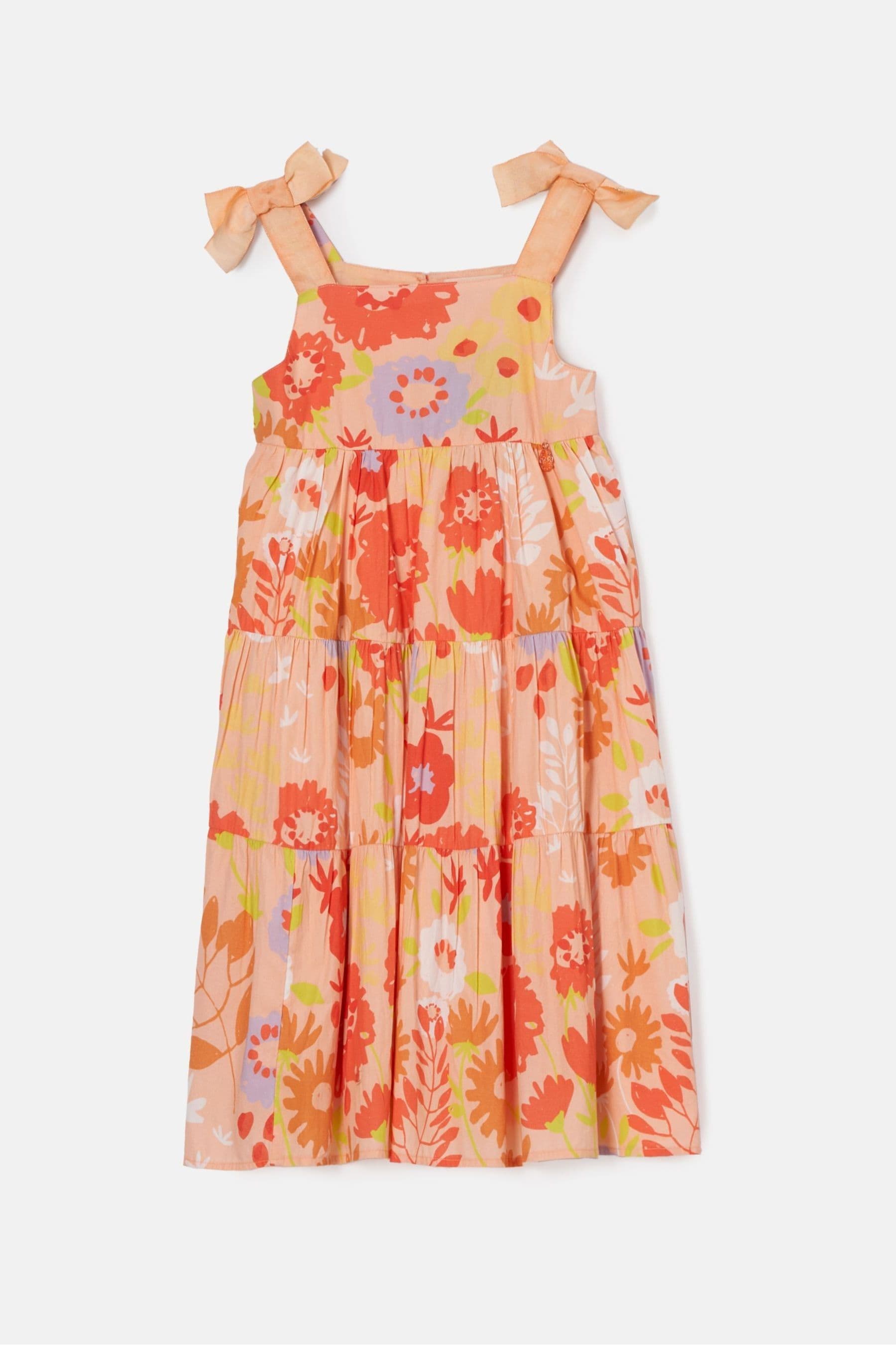 Angel & Rocket Orange Julieta  Ribbon Strap Print Dress