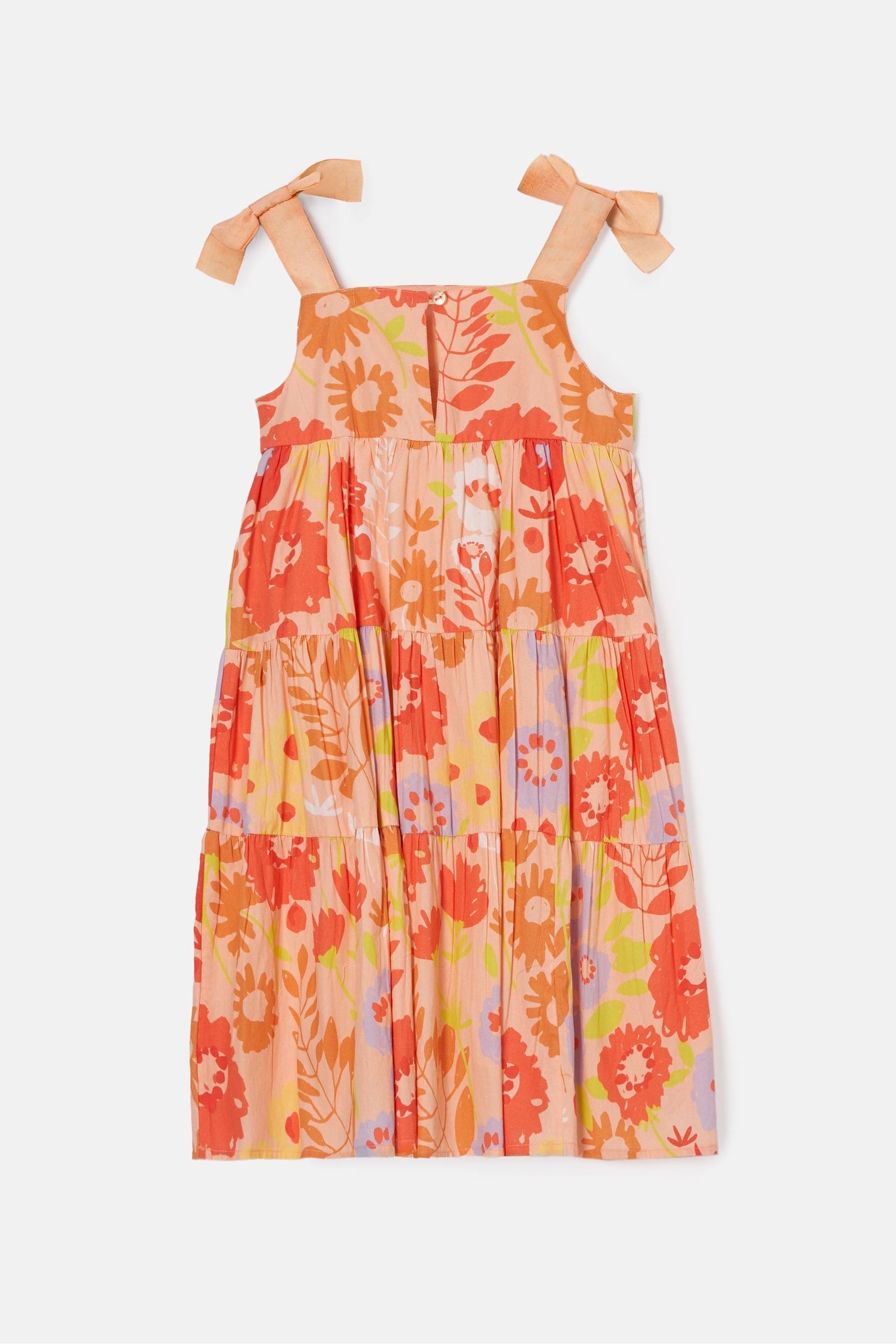 Angel & Rocket Orange Julieta  Ribbon Strap Print Dress