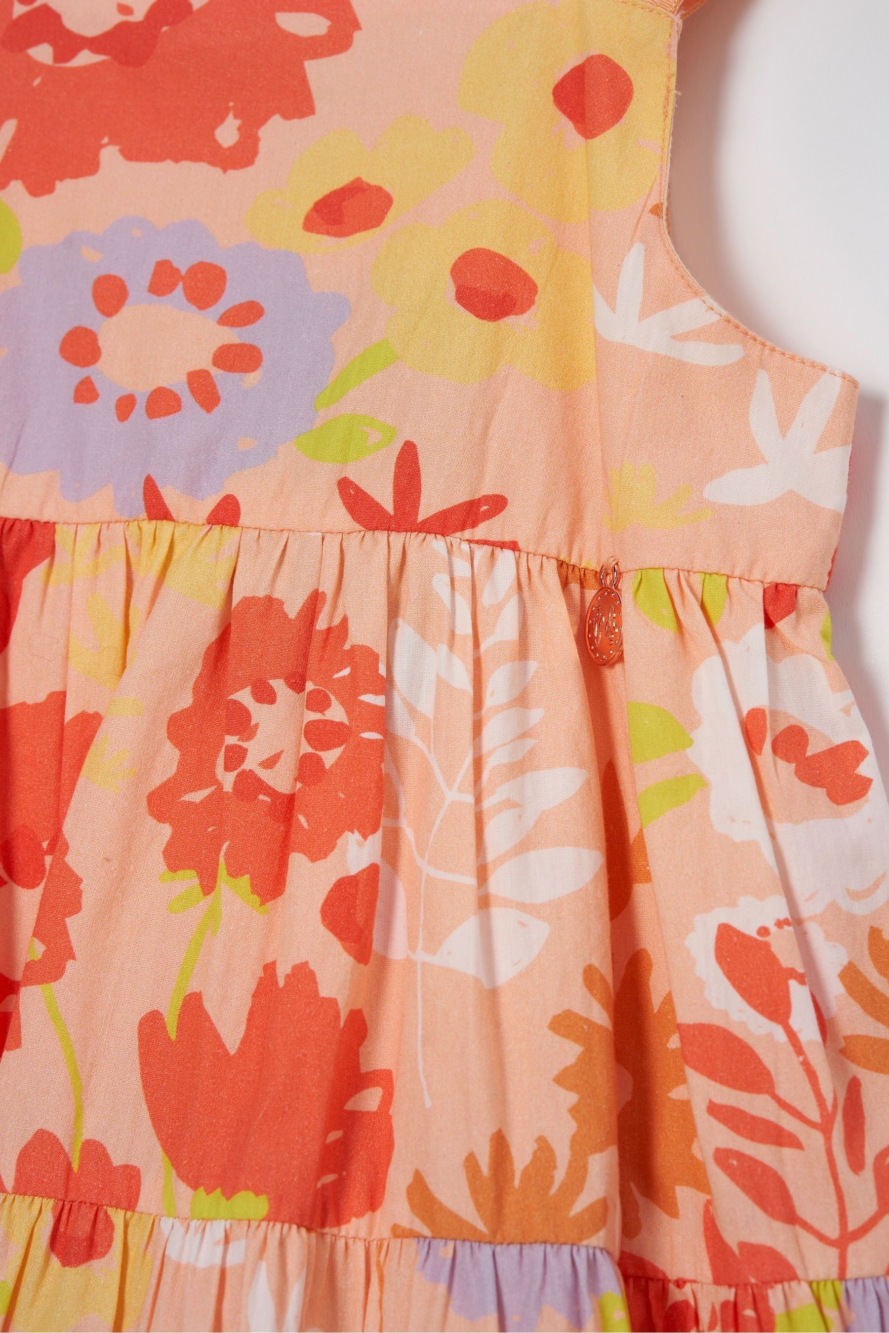 Angel & Rocket Orange Julieta  Ribbon Strap Print Dress