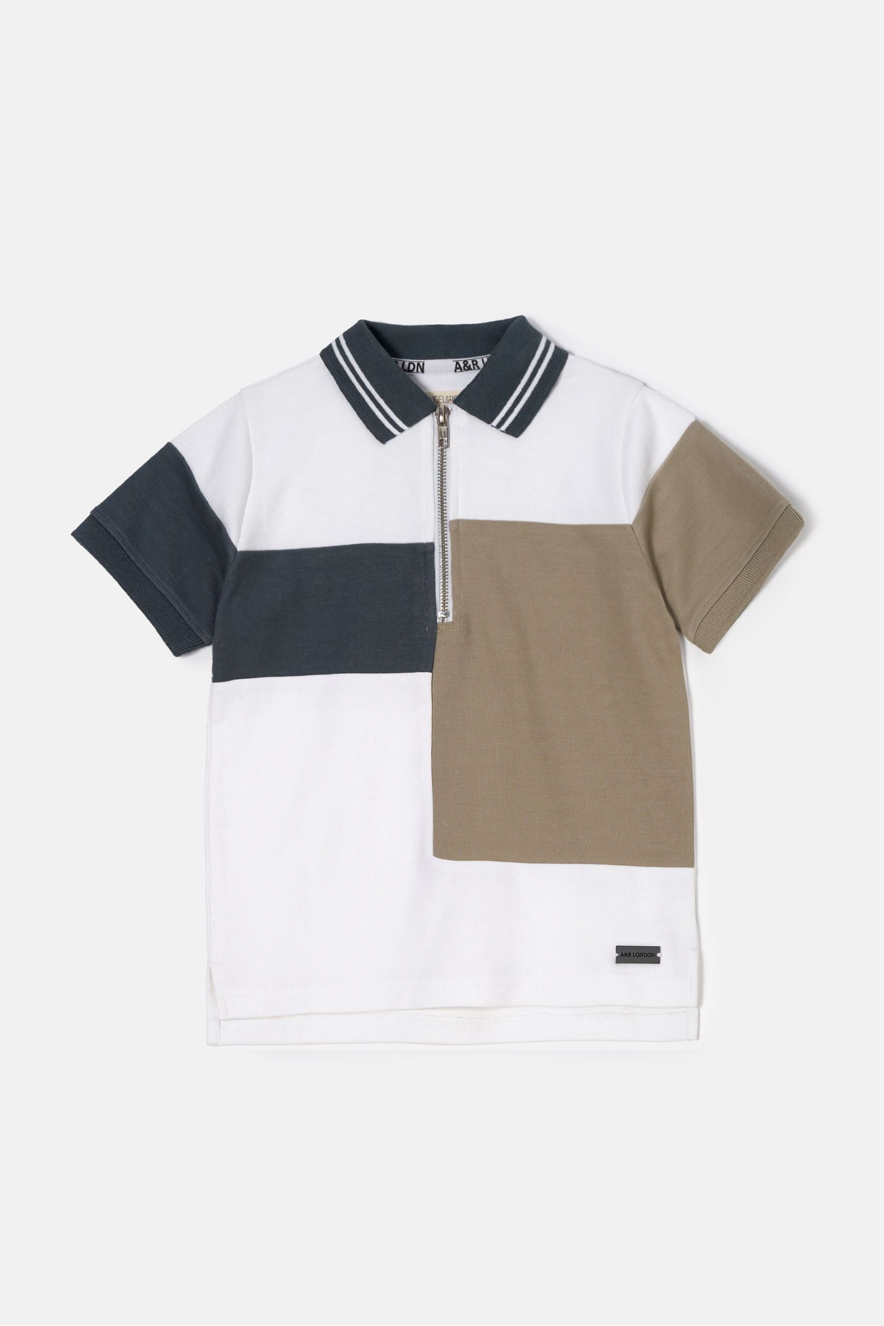 White Angel & Rocket Textured Kane Block Polo Shirt