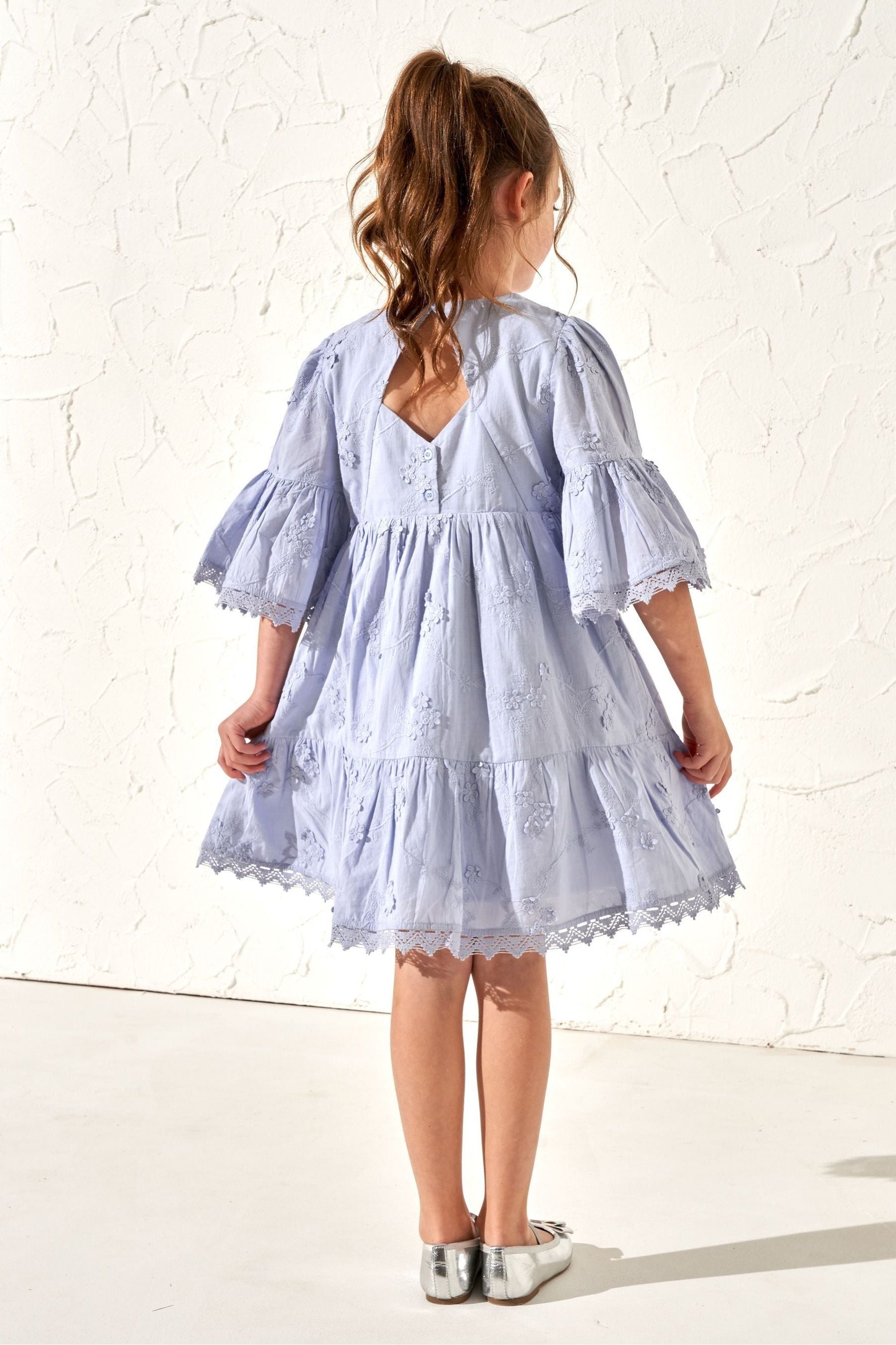 Angel & Rocket Blue 100% Cotton Natalia 3D Flower Dress