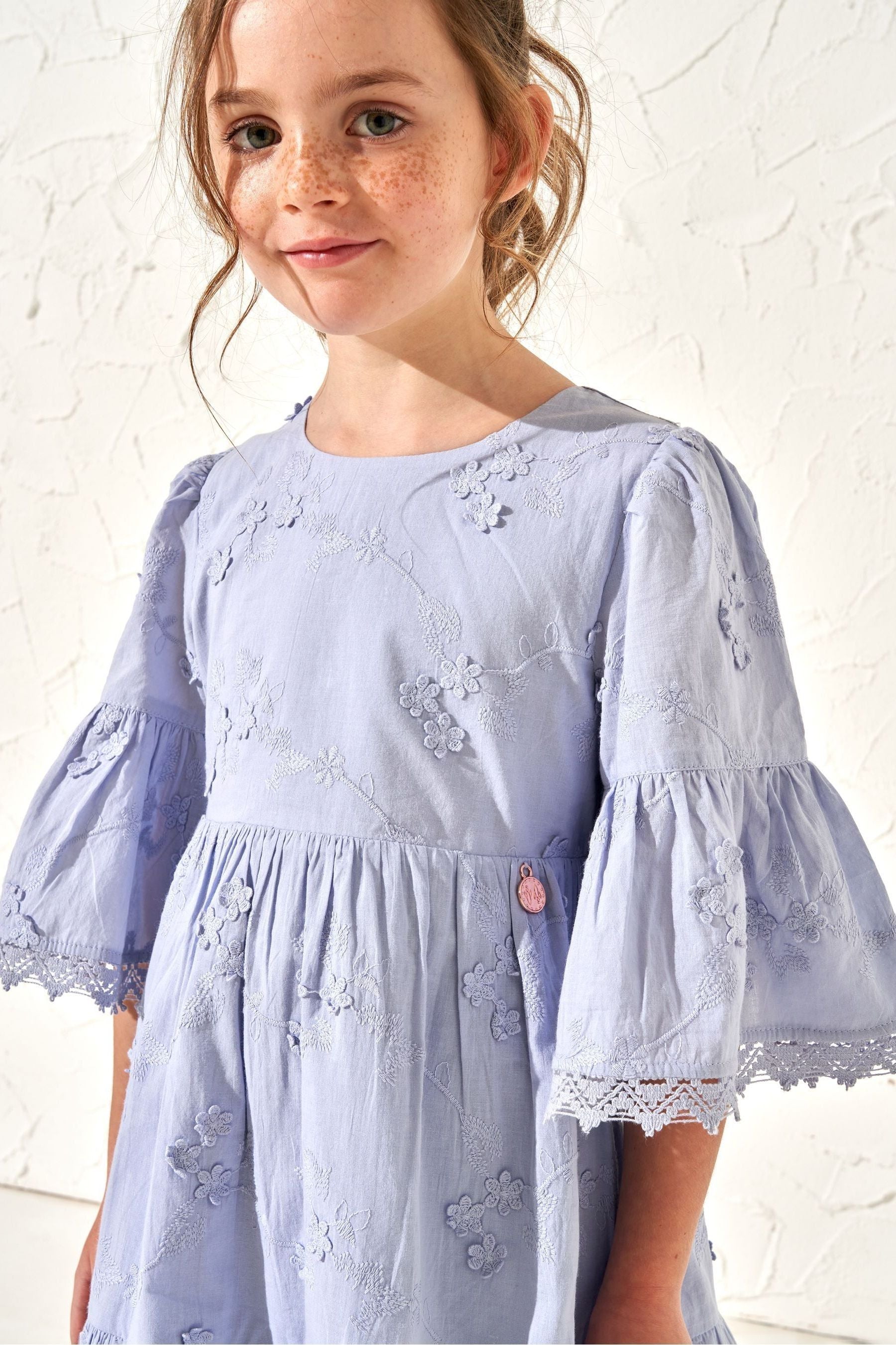 Angel & Rocket Blue 100% Cotton Natalia 3D Flower Dress