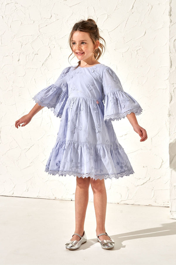 Angel & Rocket Blue 100% Cotton Natalia 3D Flower Dress