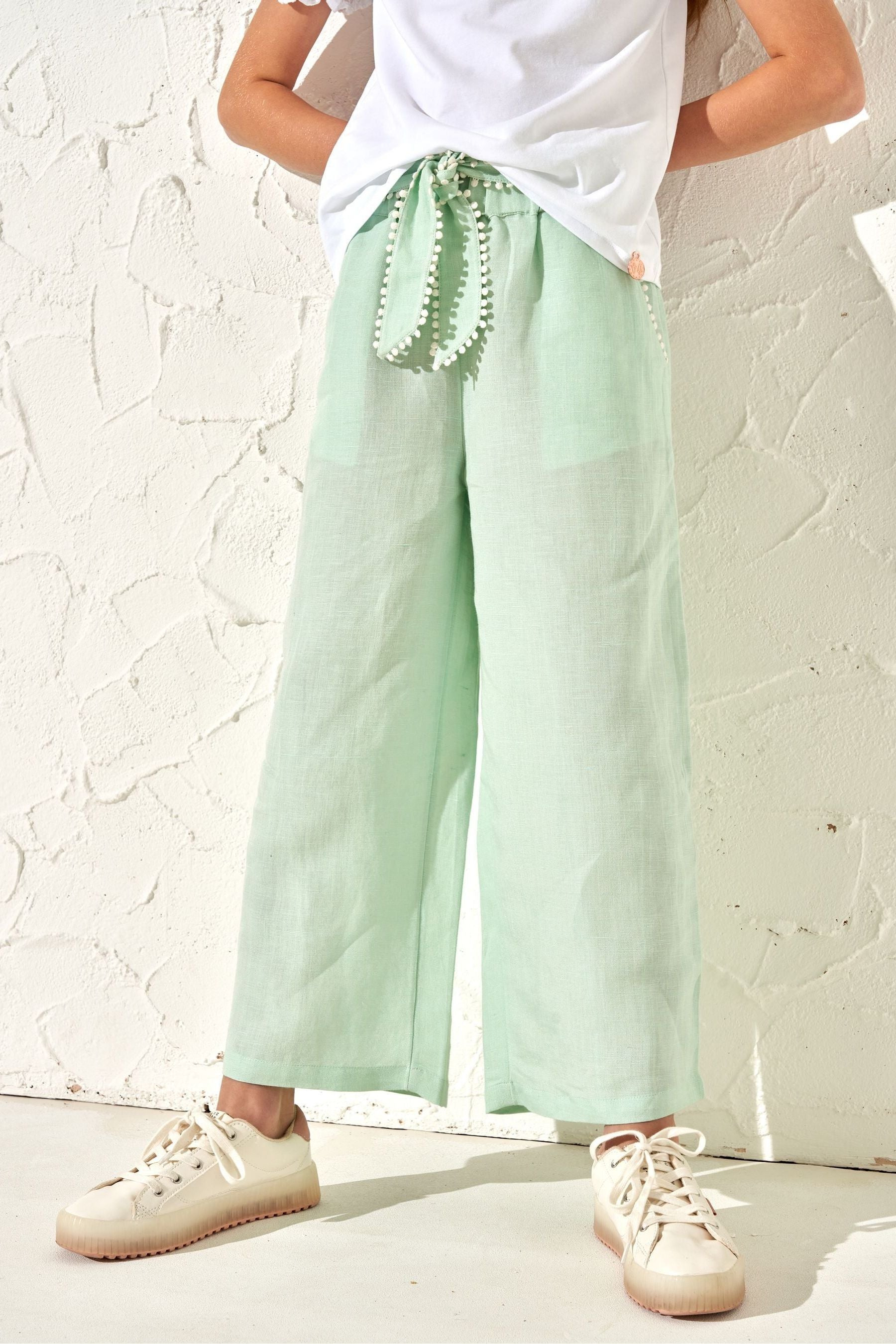 Green Angel & Rocket Erica Tie Waist Cropped Trousers