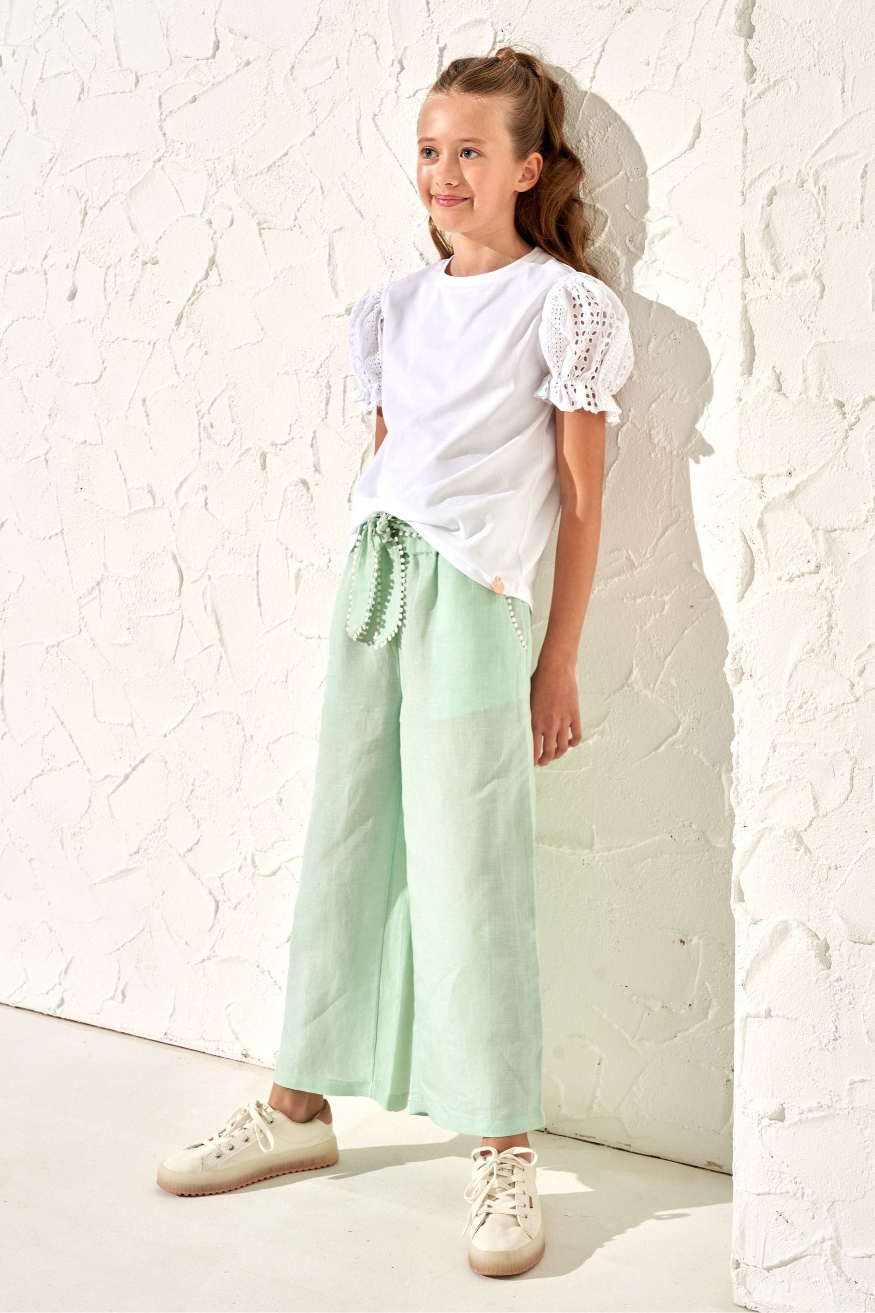 Green Angel & Rocket Erica Tie Waist Cropped Trousers