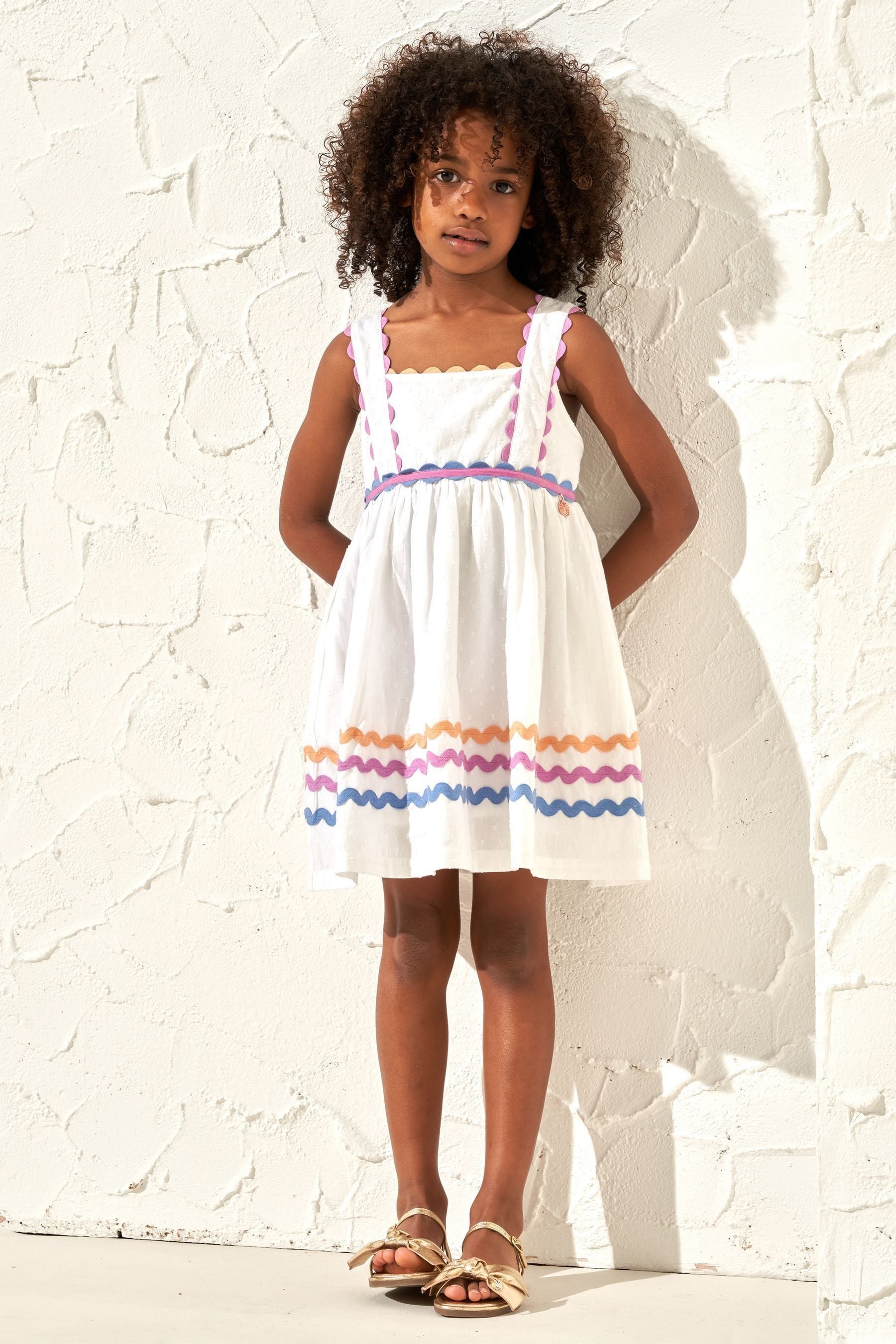 White Angel & Rocket Print Connie Rik Rak Sundress